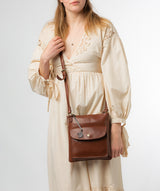 Conkca London Originals Collection #product-type#: 'Lauryn' Conker Brown Leather Cross Body Bag