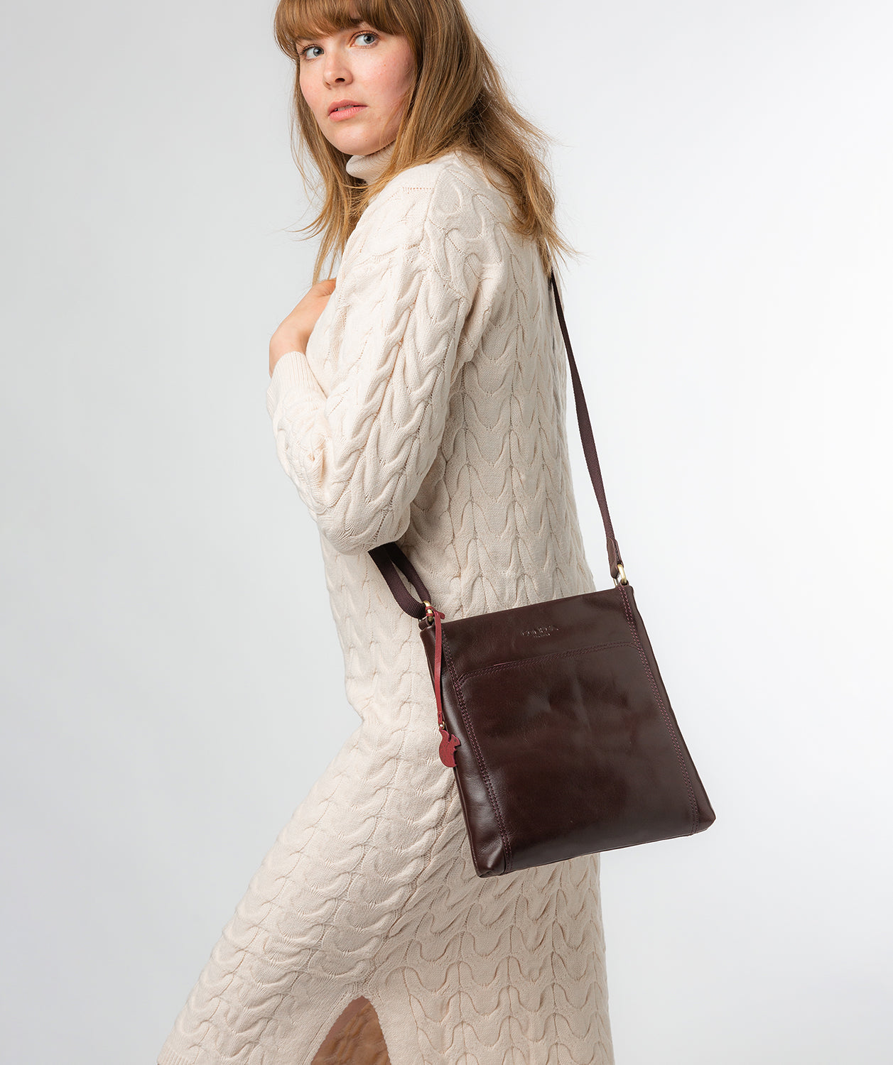 Purple Leather Crossbody Bag 'Dink' by Conkca London