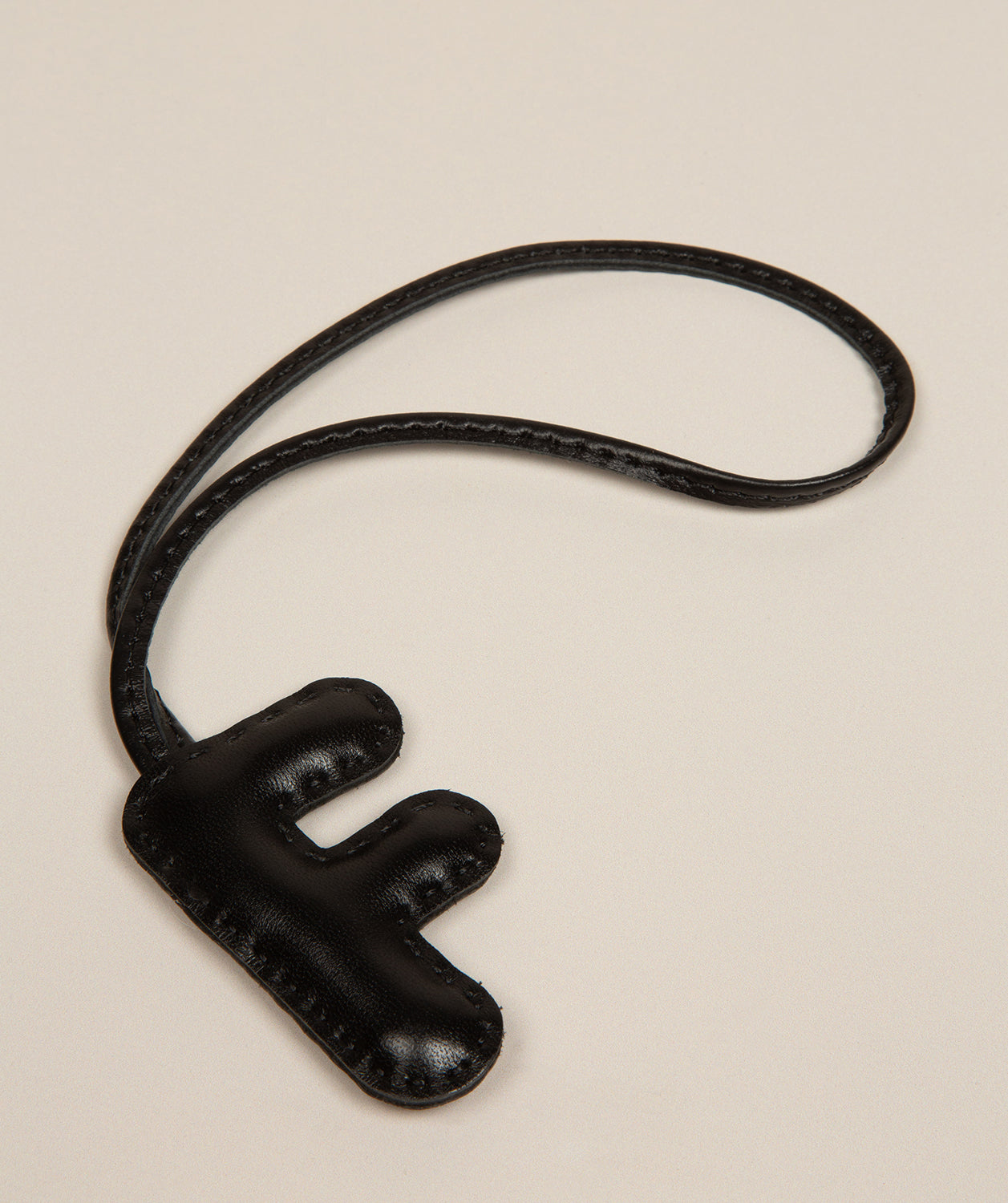 Black Leather Letter Charm