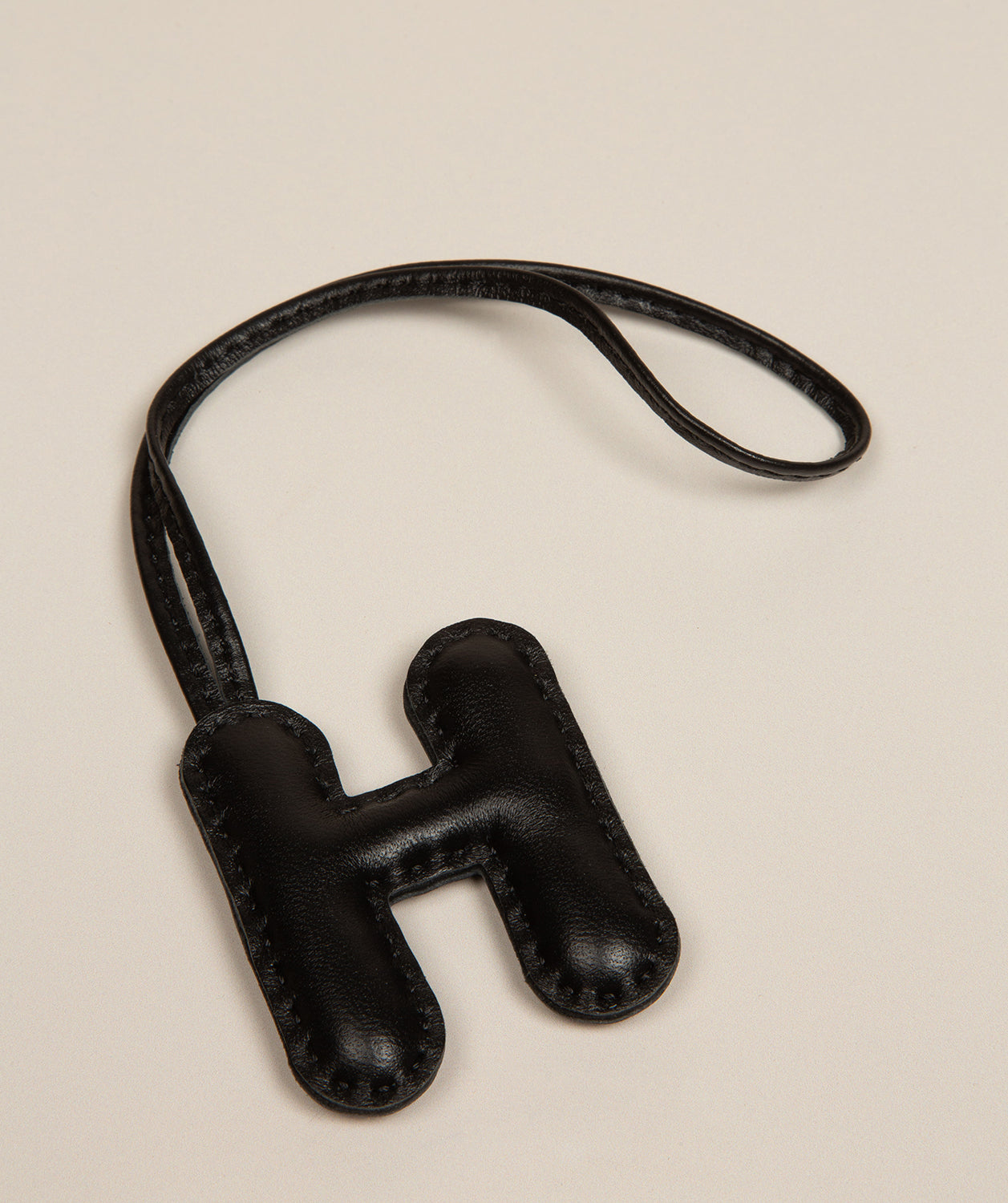 Black Leather Letter Charm