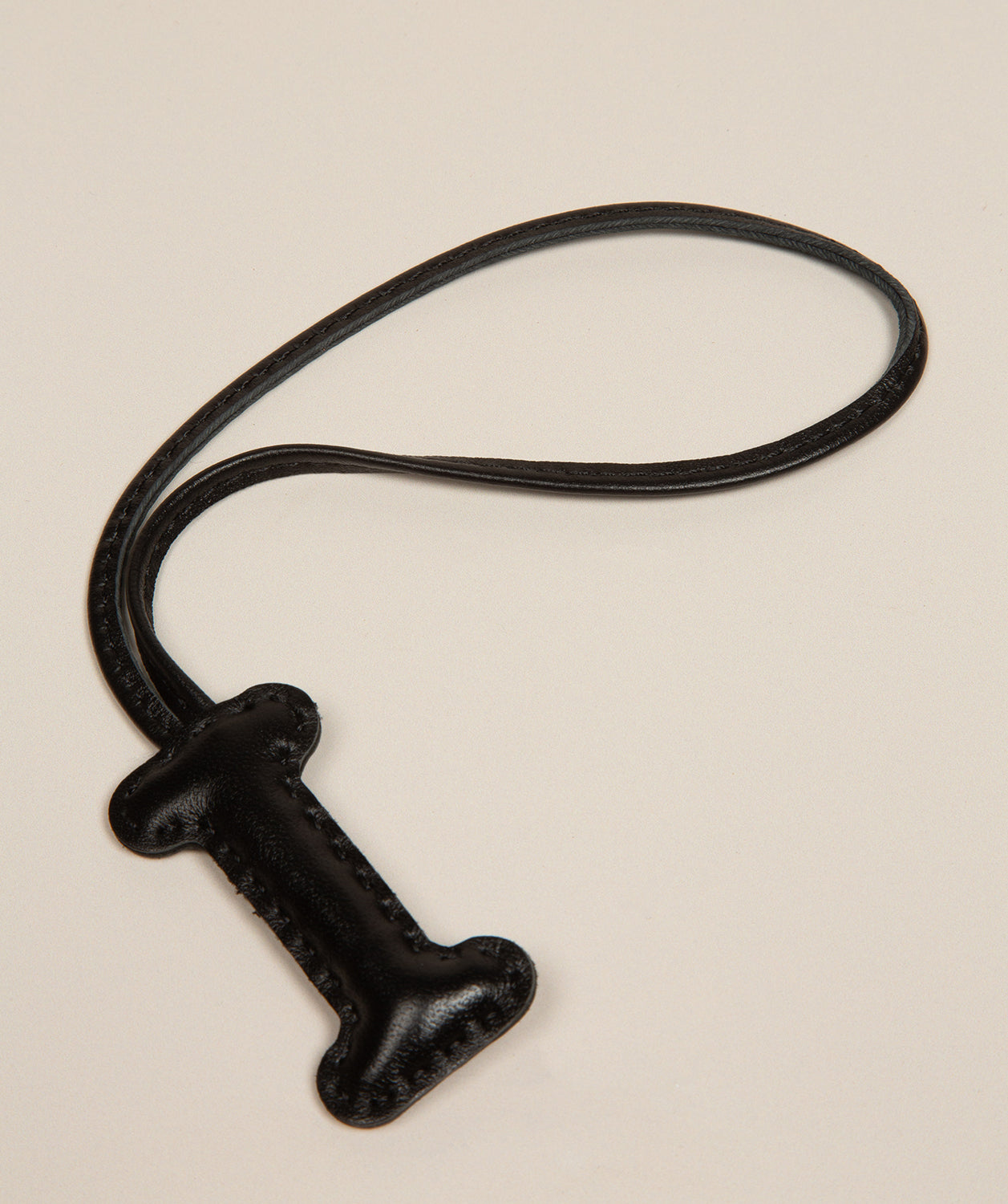 Black Leather Letter Charm