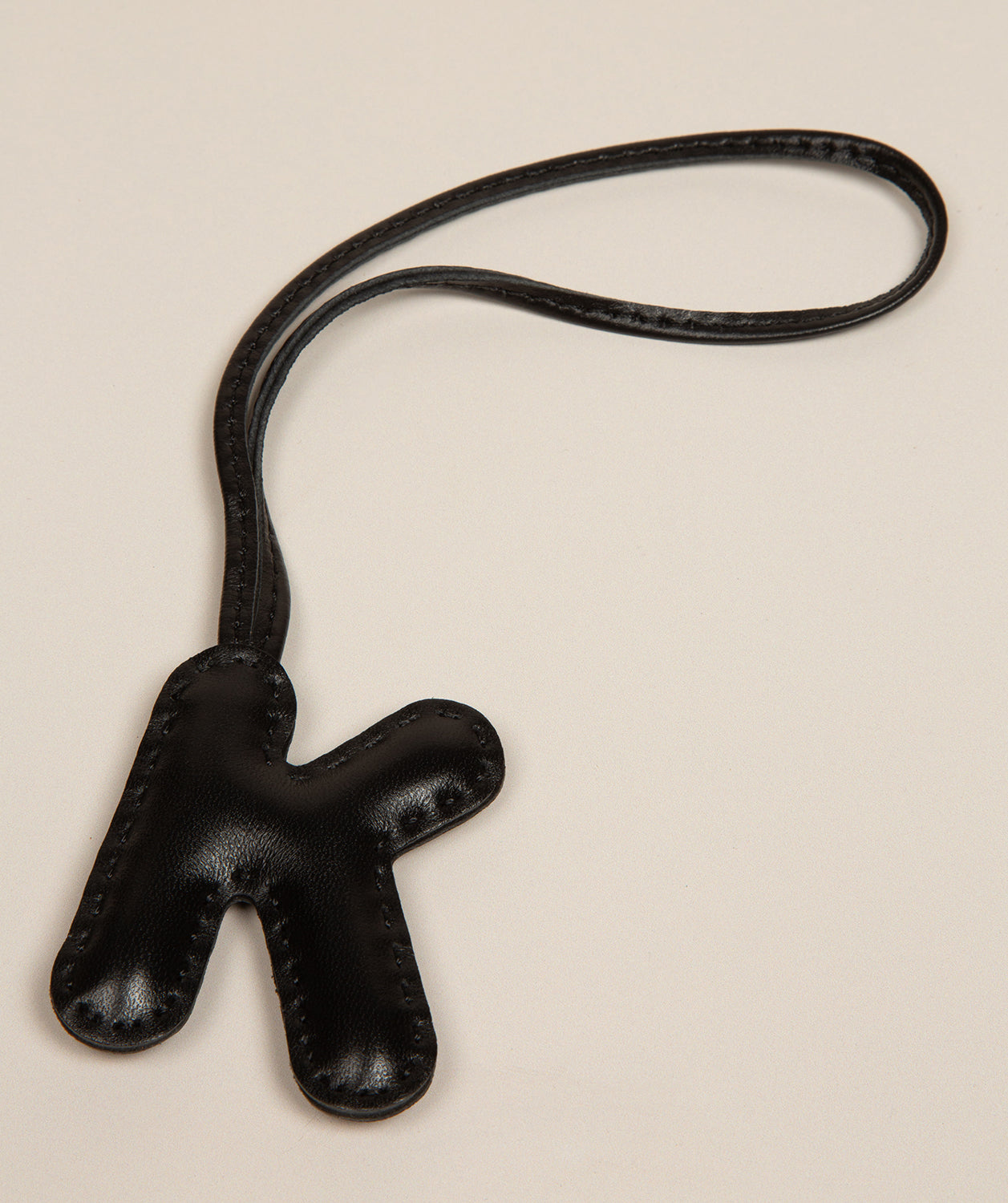 Black Leather Letter Charm