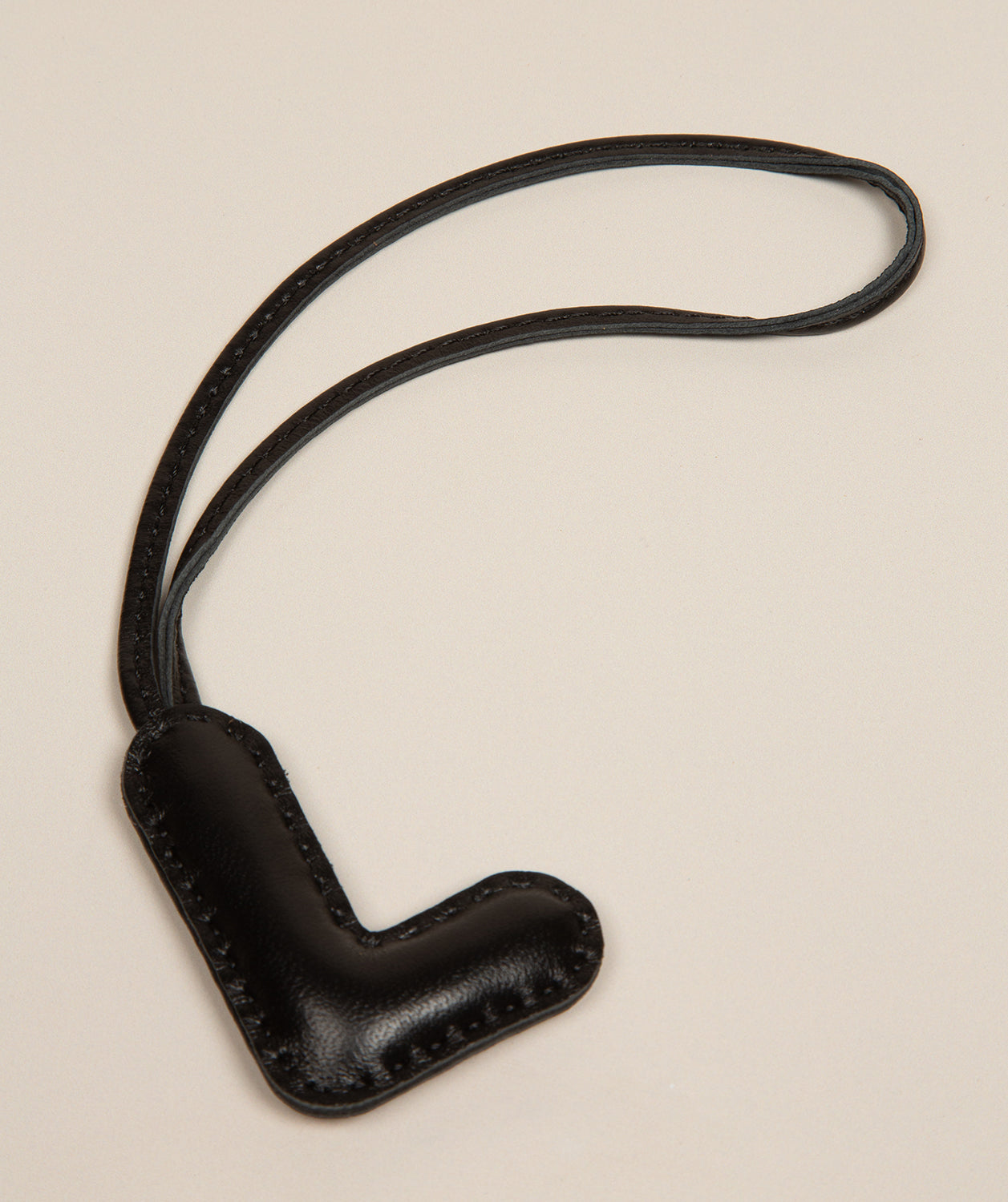 Black Leather Letter Charm