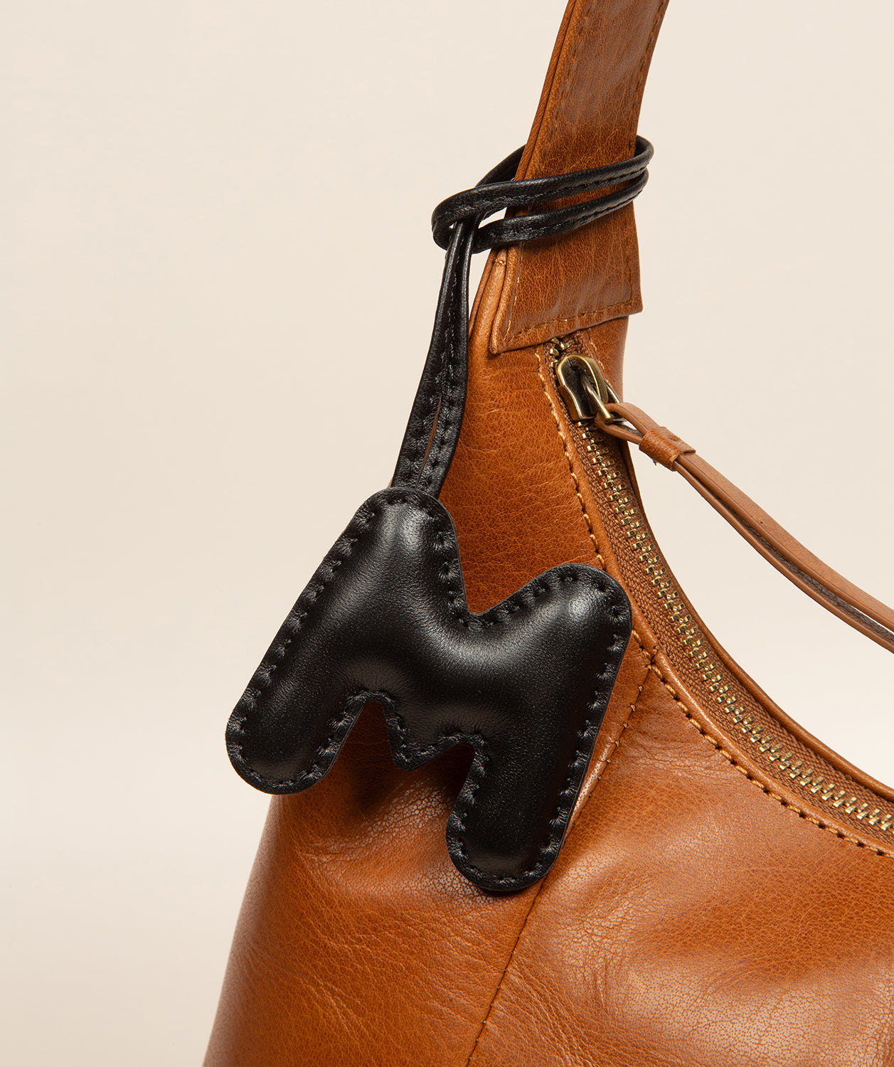 Black Leather Letter Charm