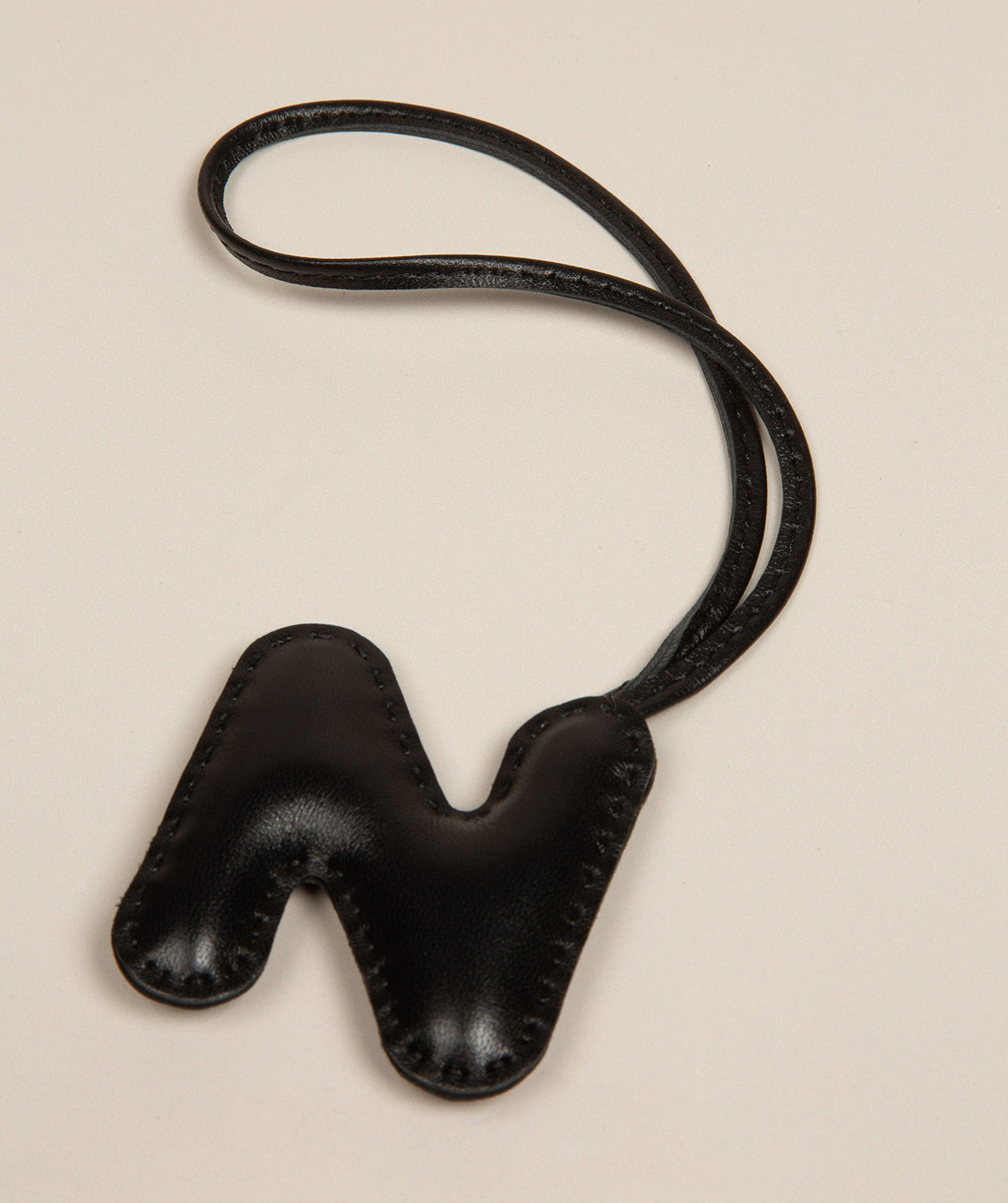 Black Leather Letter Charm