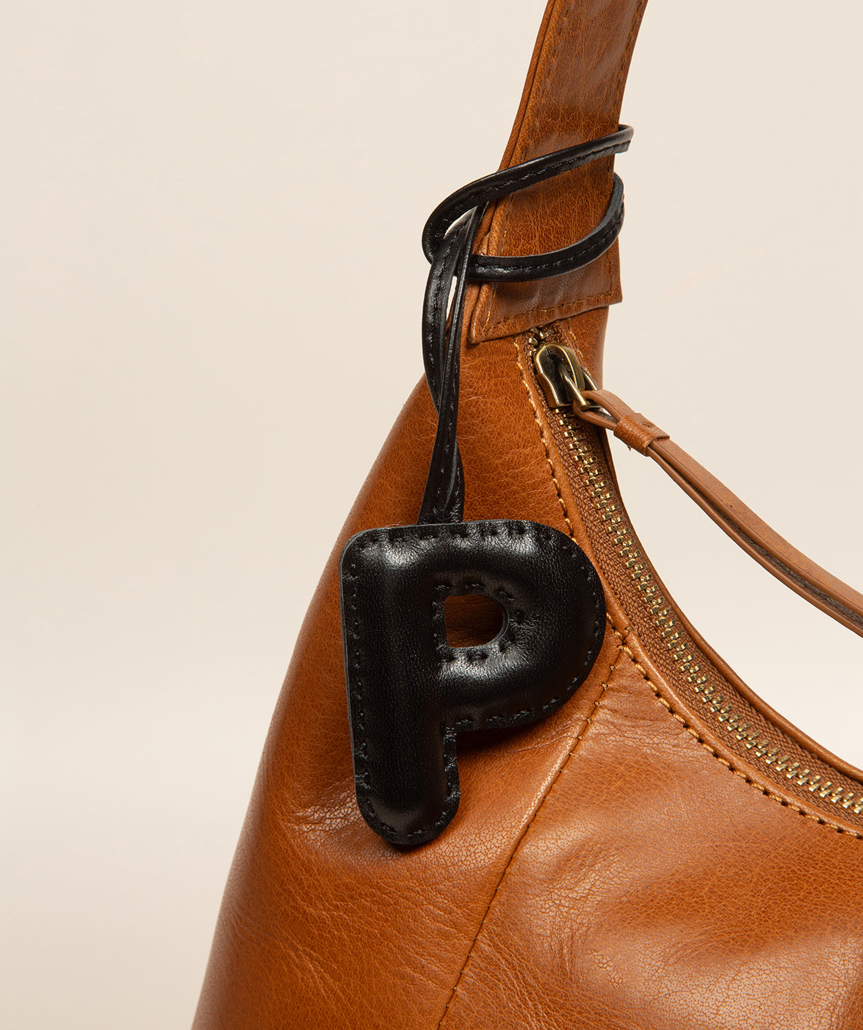 Black Leather Letter Charm
