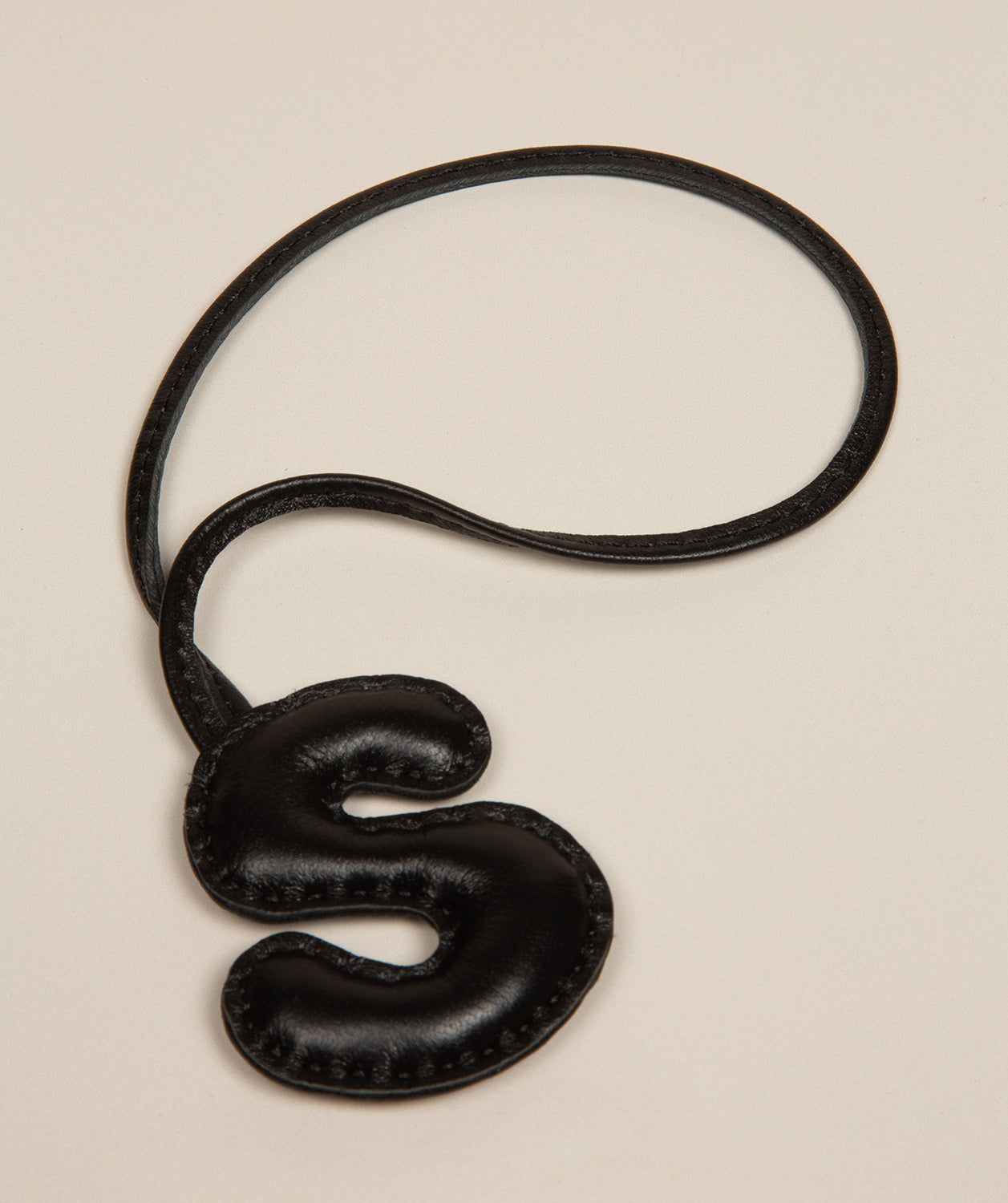 Black Leather Letter Charm