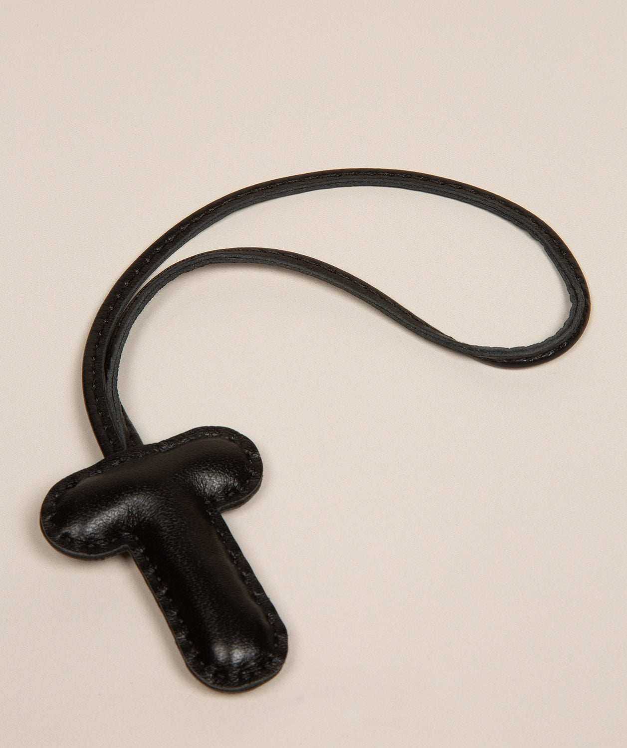 Black Leather Letter Charm