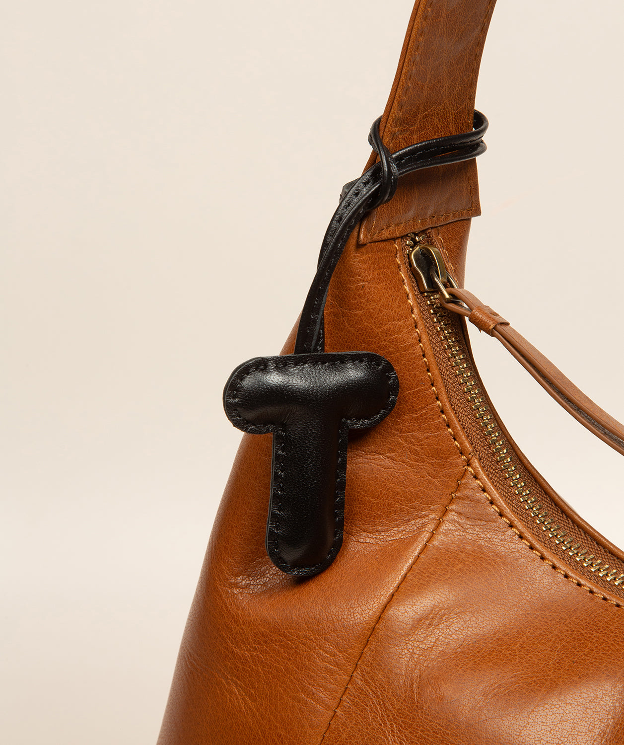 Black Leather Letter Charm