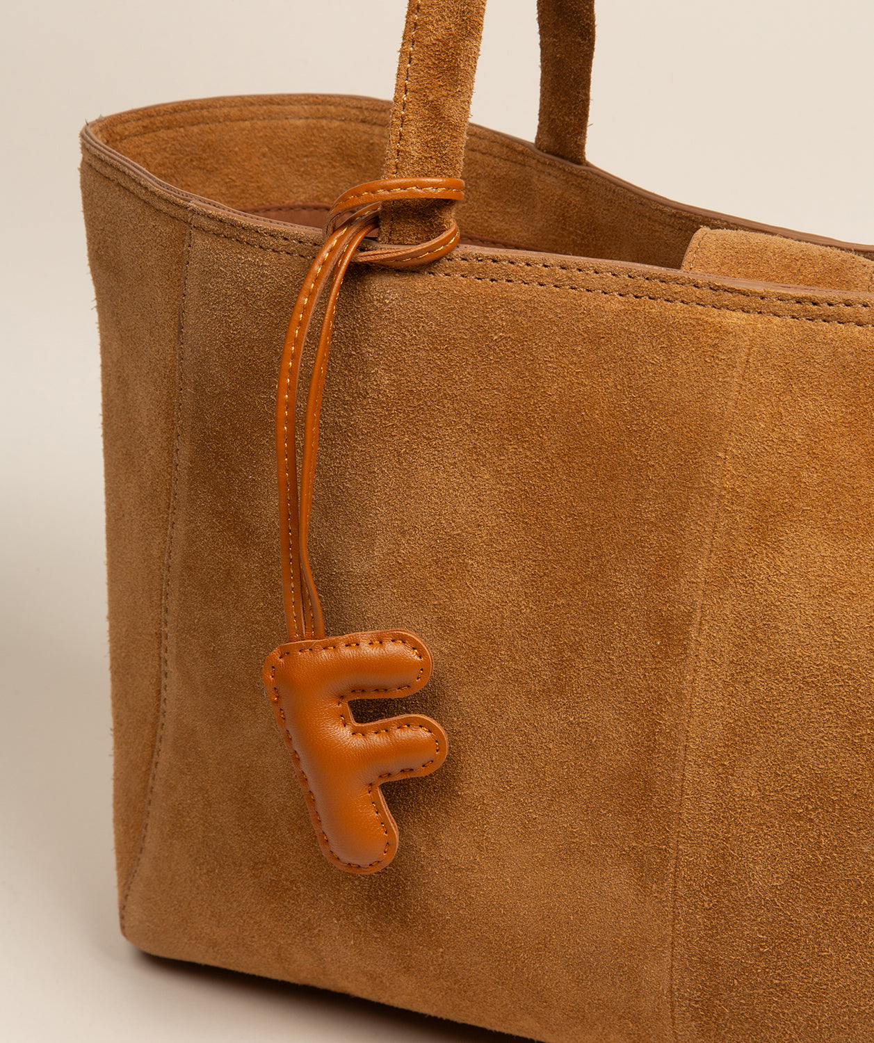 Tan Leather Letter Charm