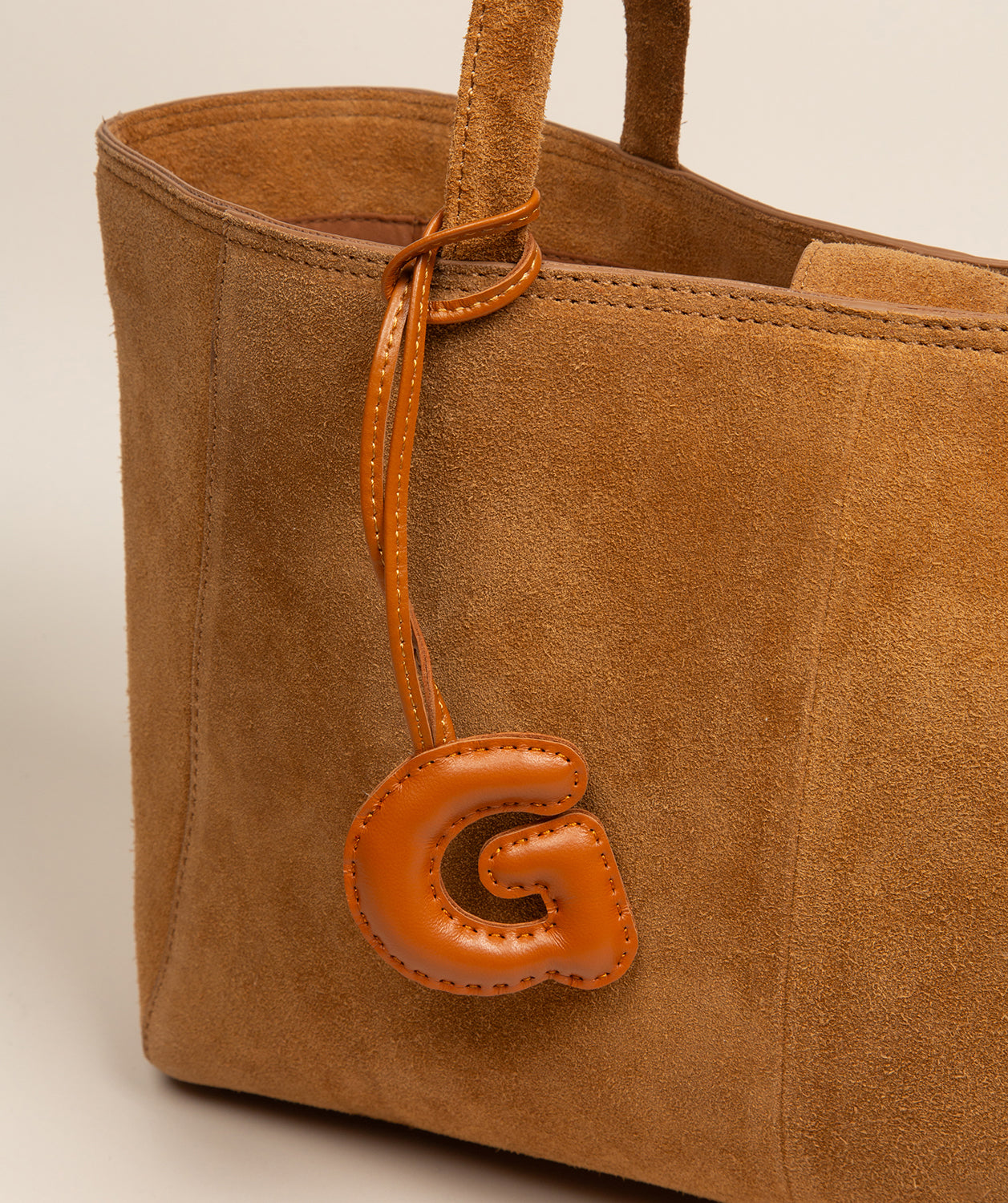 Tan Leather Letter Charm