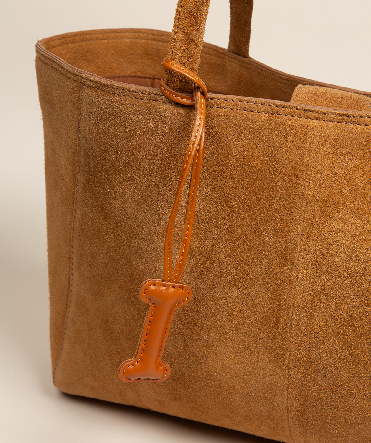 Tan Leather Letter Charm