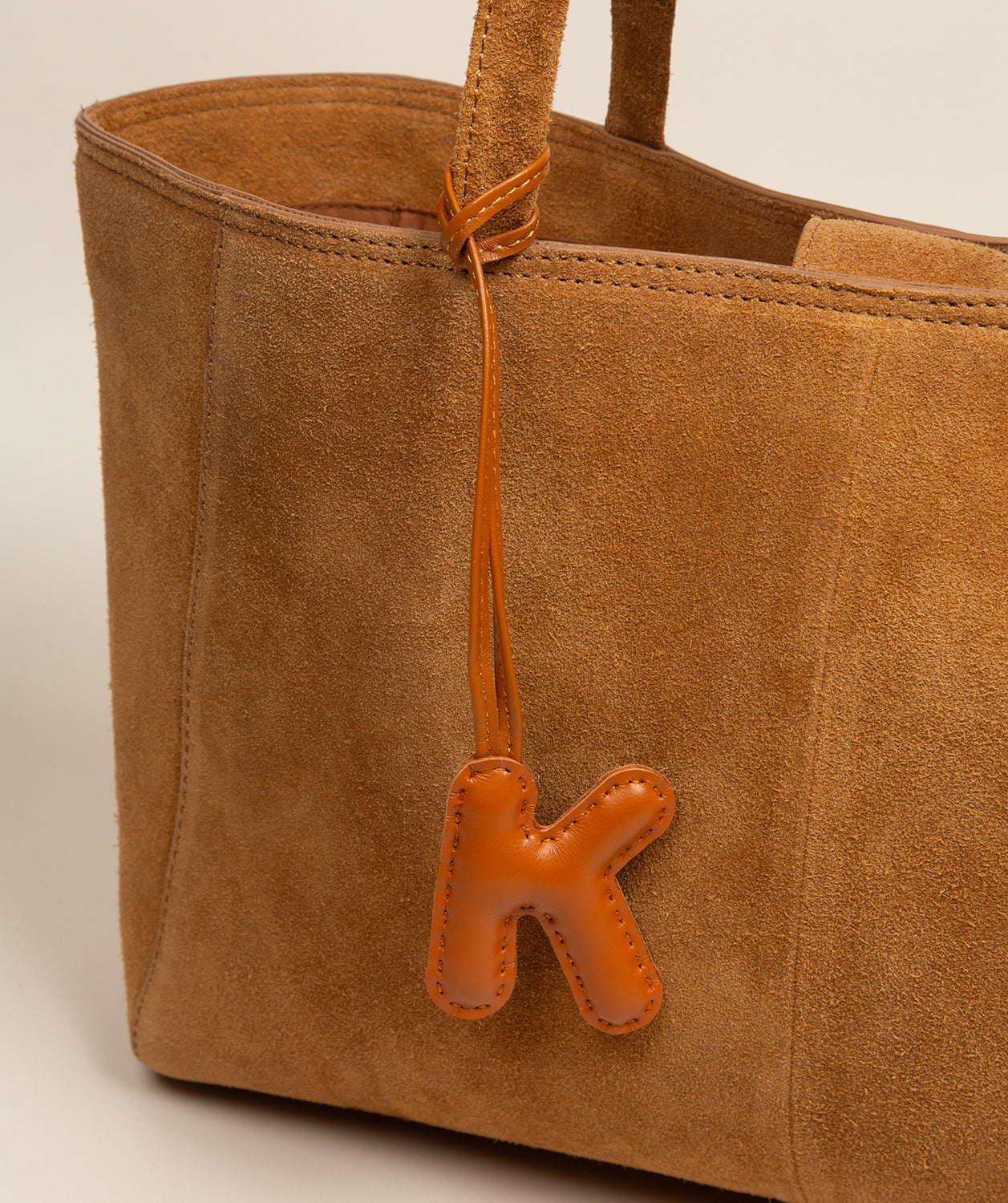 Tan Leather Letter Charm