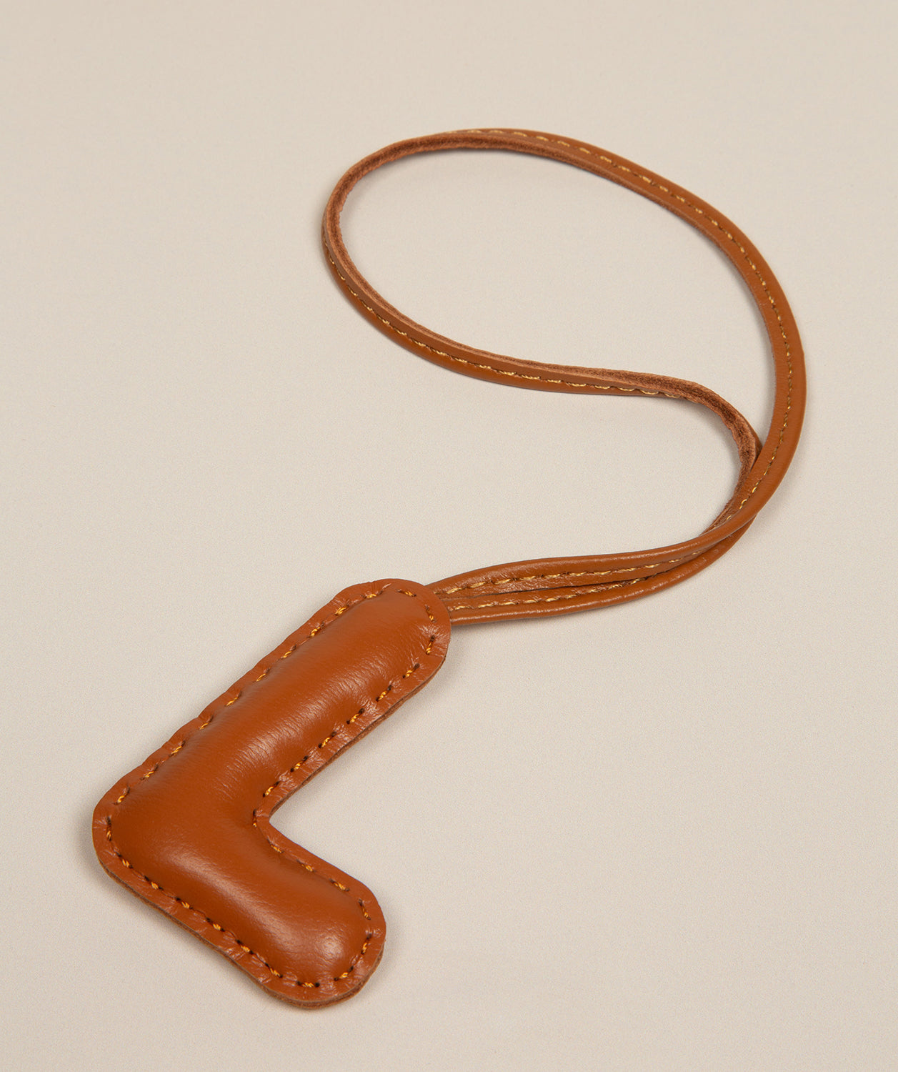 Tan Leather Letter Charm