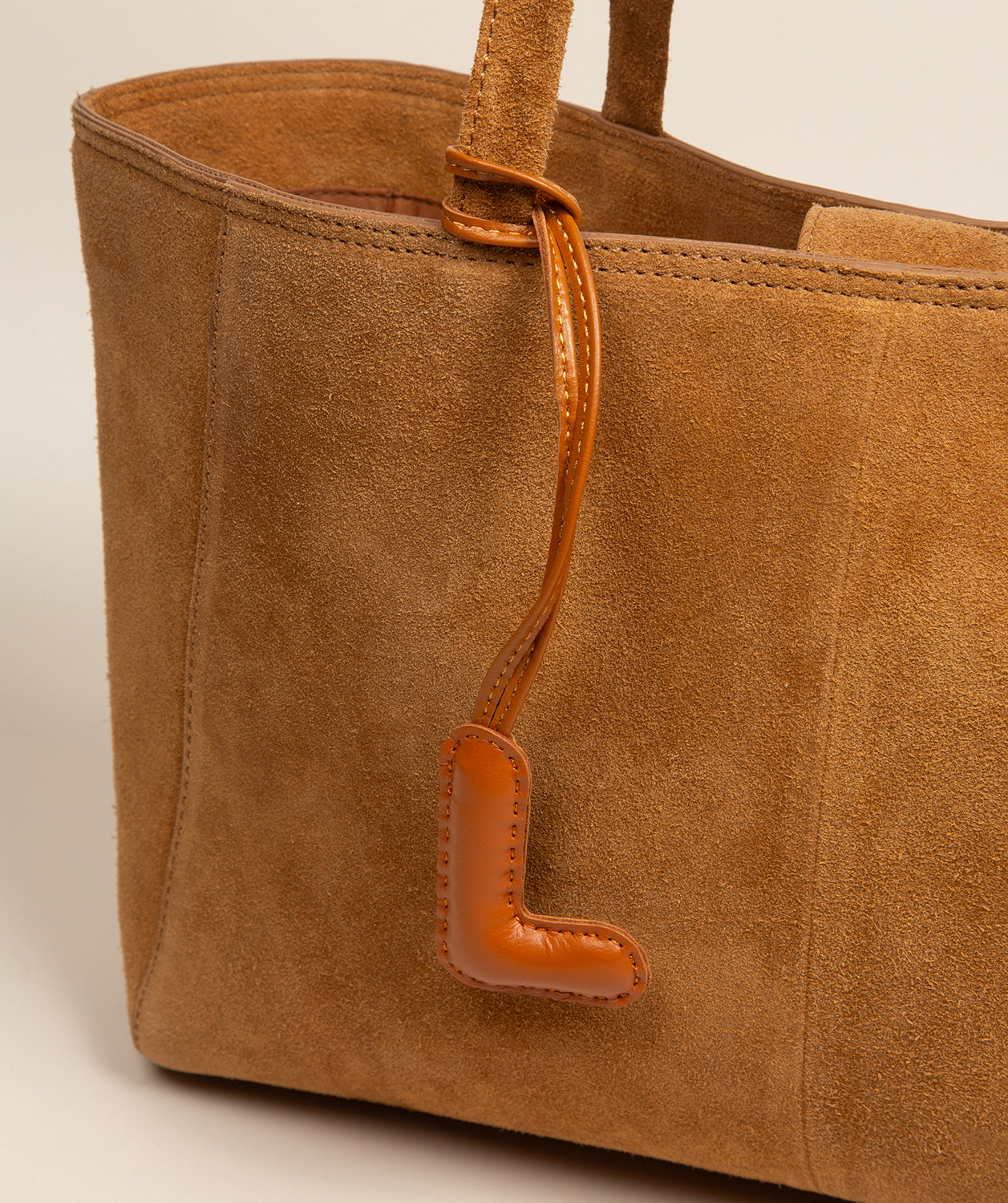 Tan Leather Letter Charm