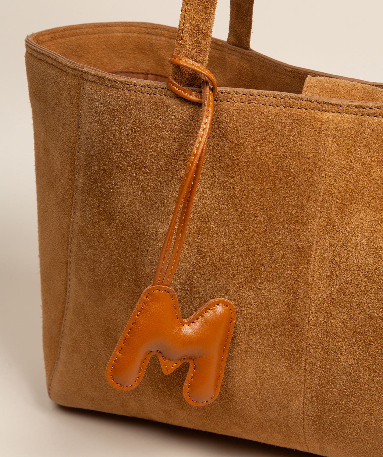 Tan Leather Letter Charm