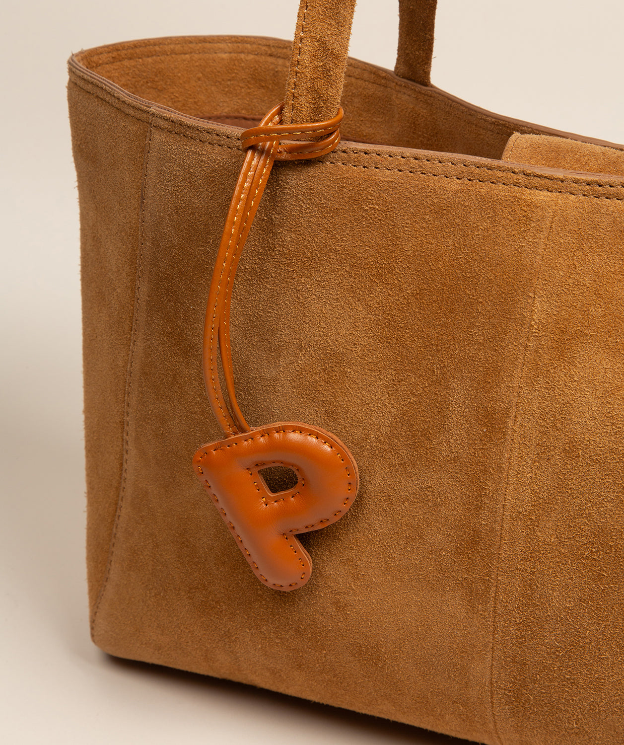 Tan Leather Letter Charm