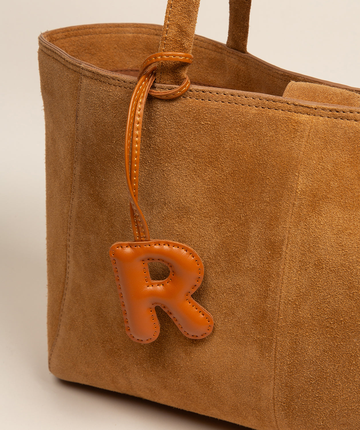 Tan Leather Letter Charm