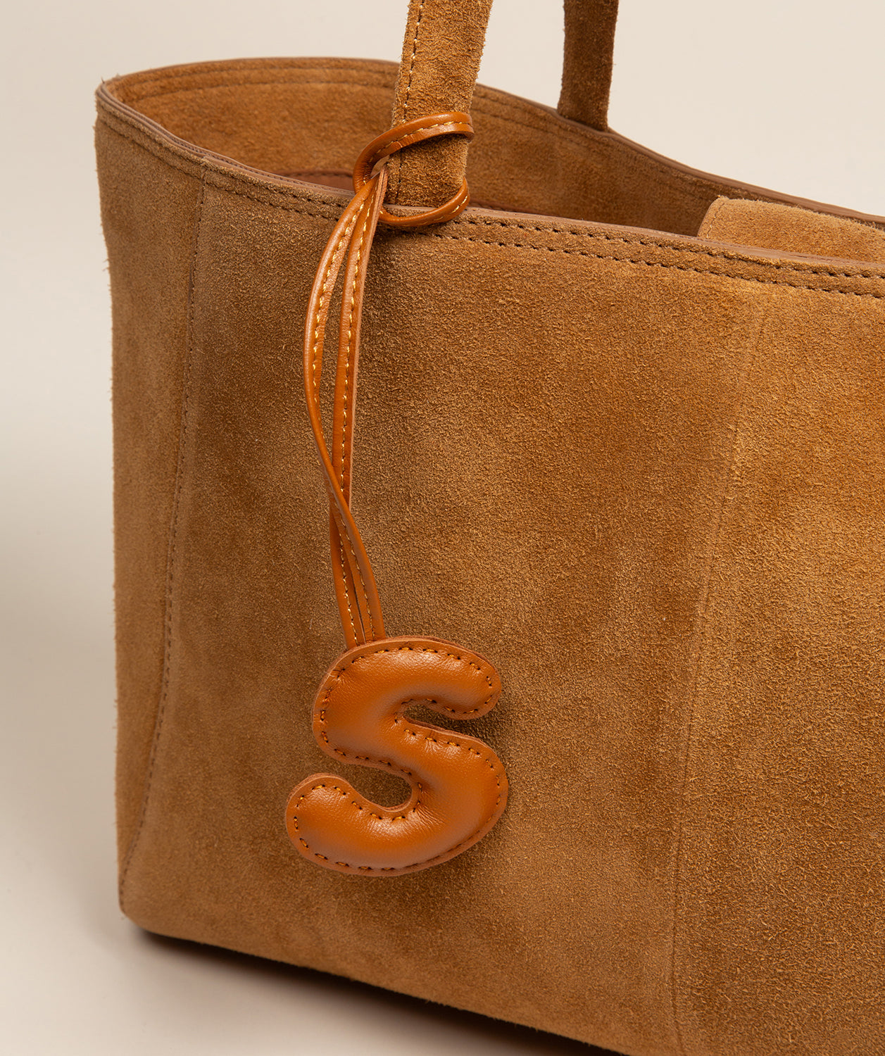 Tan Leather Letter Charm