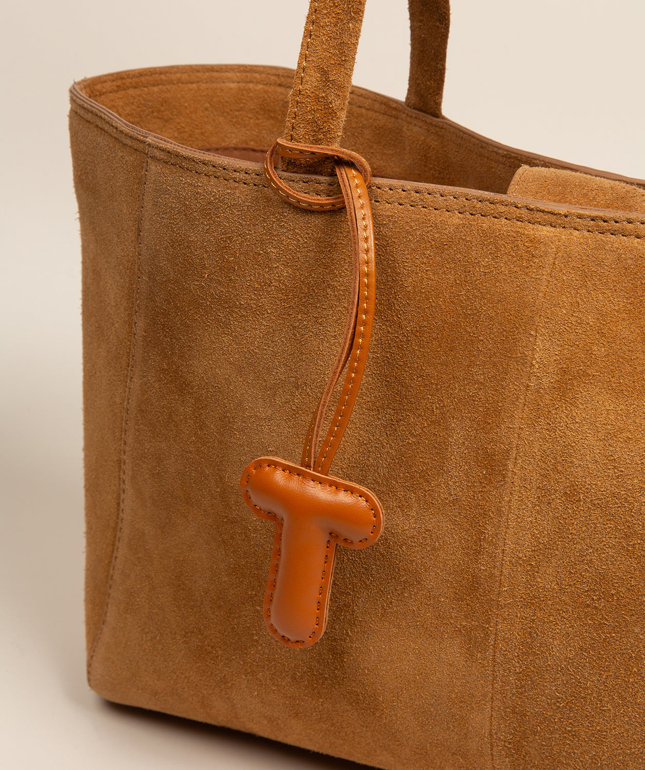 Tan Leather Letter Charm
