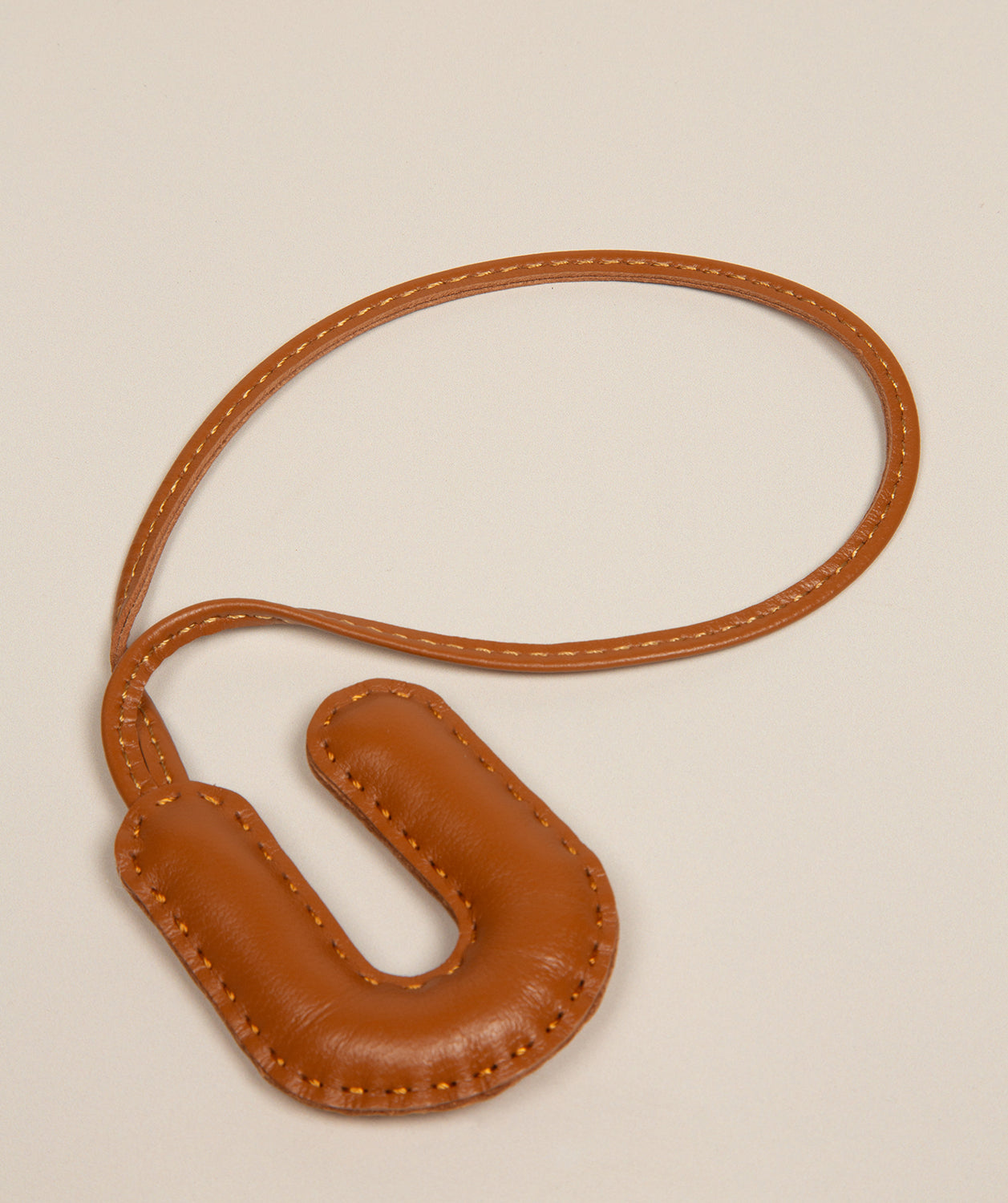 Tan Leather Letter Charm