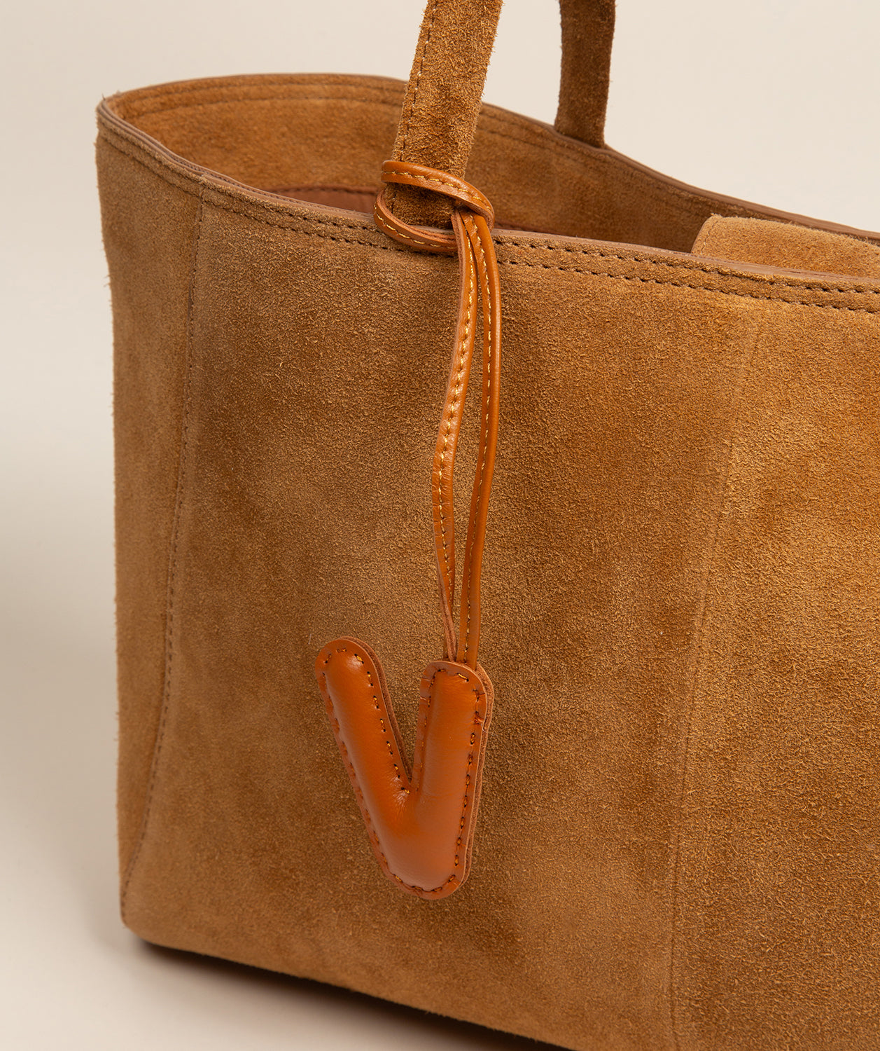 Tan Leather Letter Charm