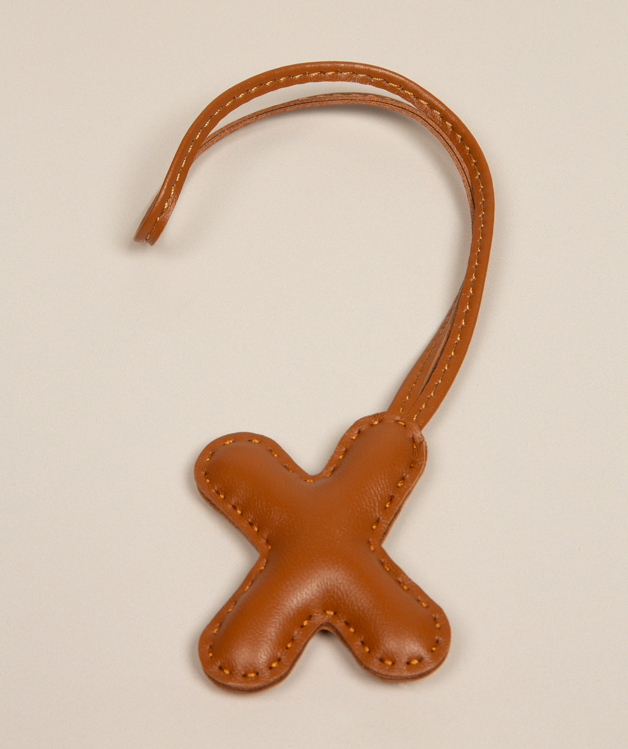 Tan Leather Letter Charm