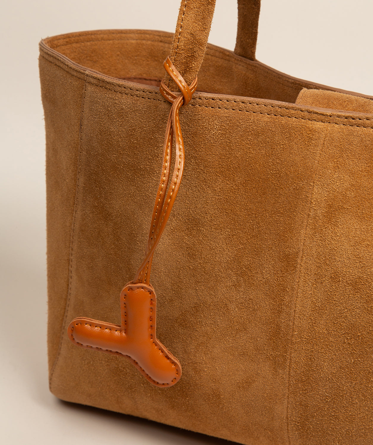 Tan Leather Letter Charm