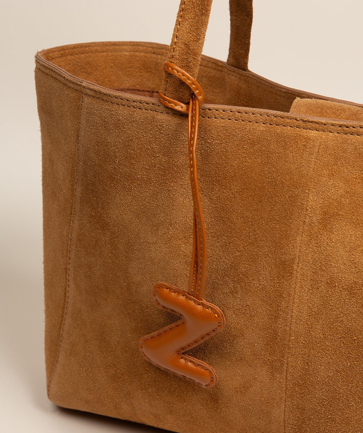 Tan Leather Letter Charm