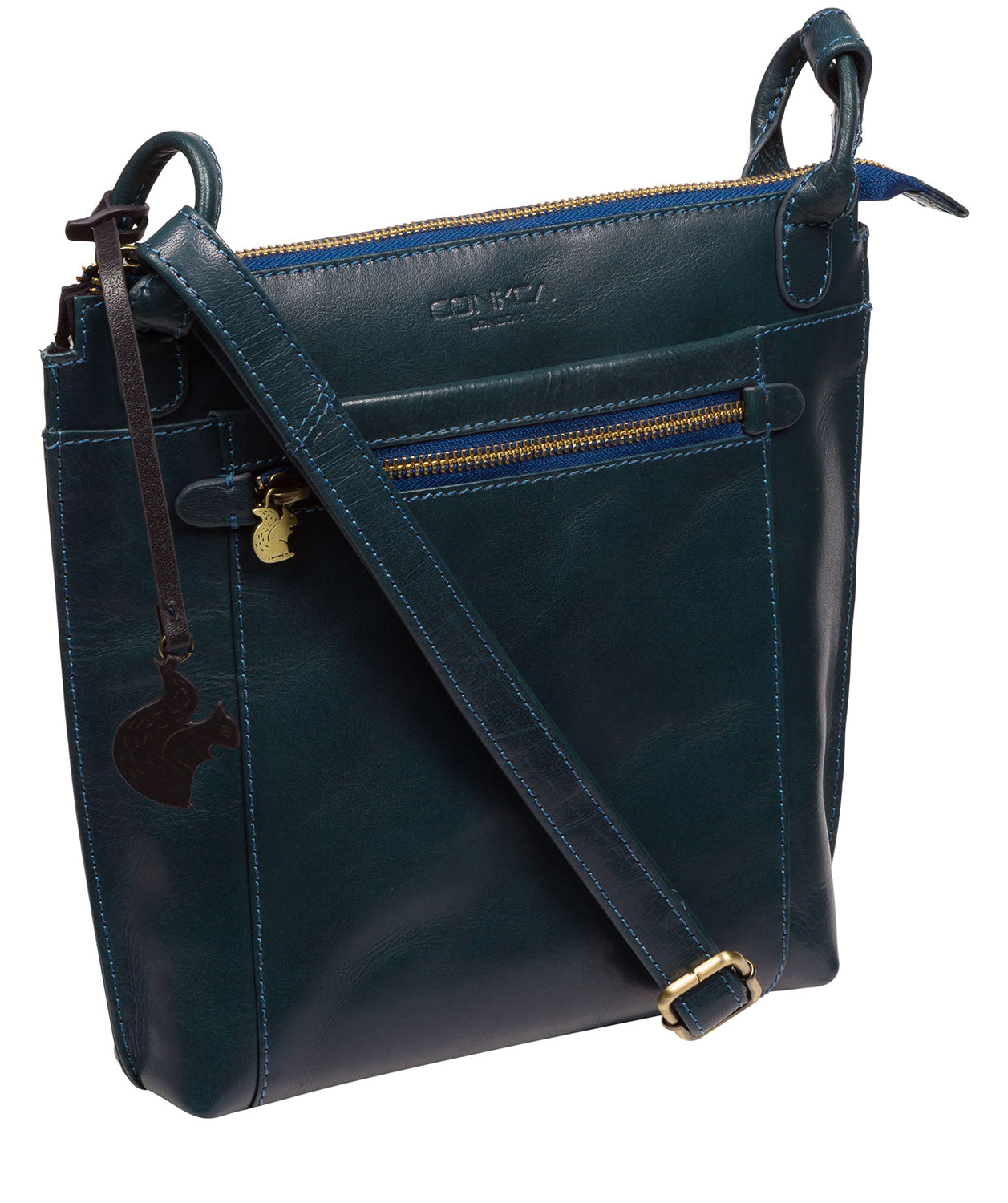 Conkca London Originals Collection Bags: 'Rego' Snorkel Blue Leather Cross Body Bag