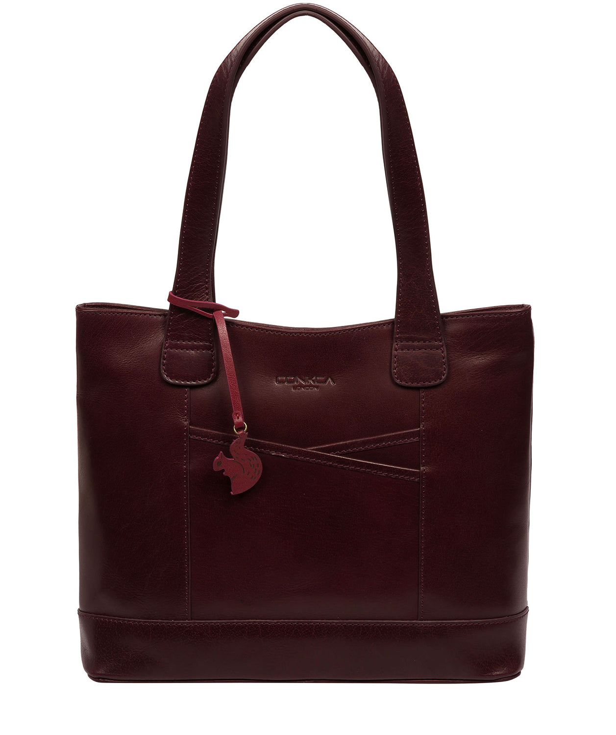 Conkca London Originals Collection Bags: 'Little Patience' Plum Leather Tote Bag