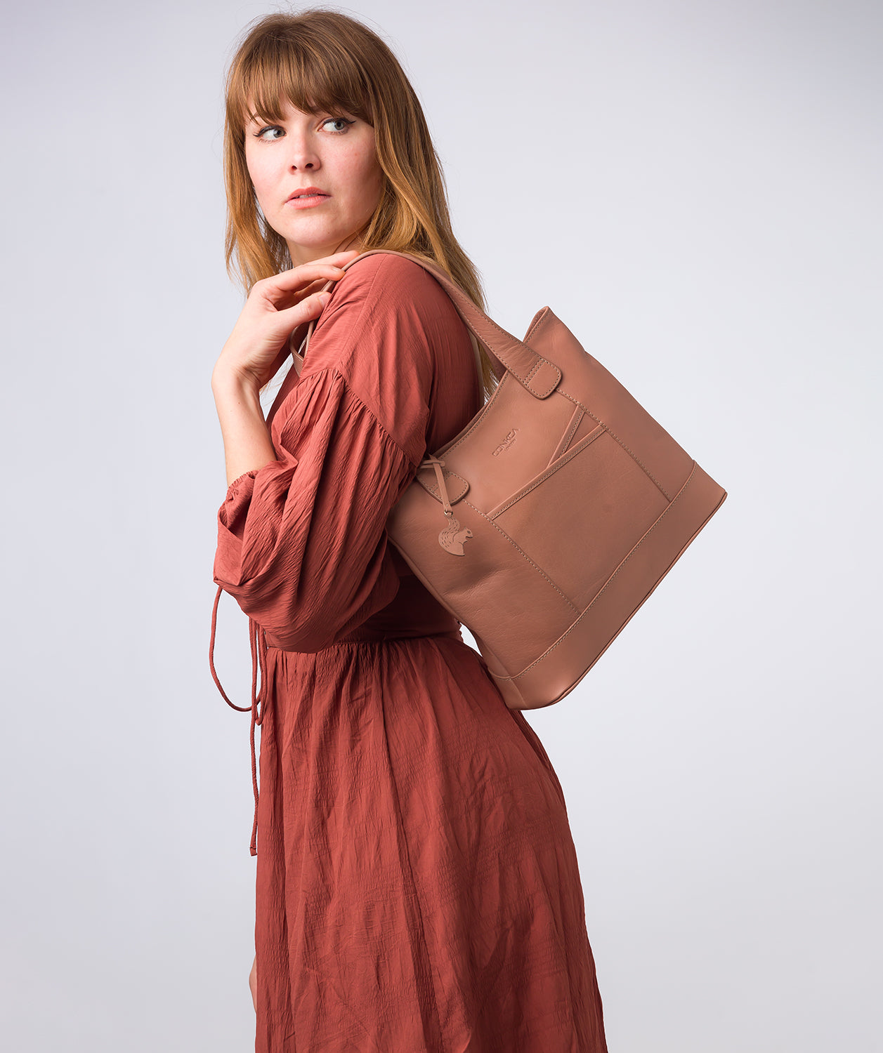 'Little Patience' Subtle Pink Leather Tote Bag