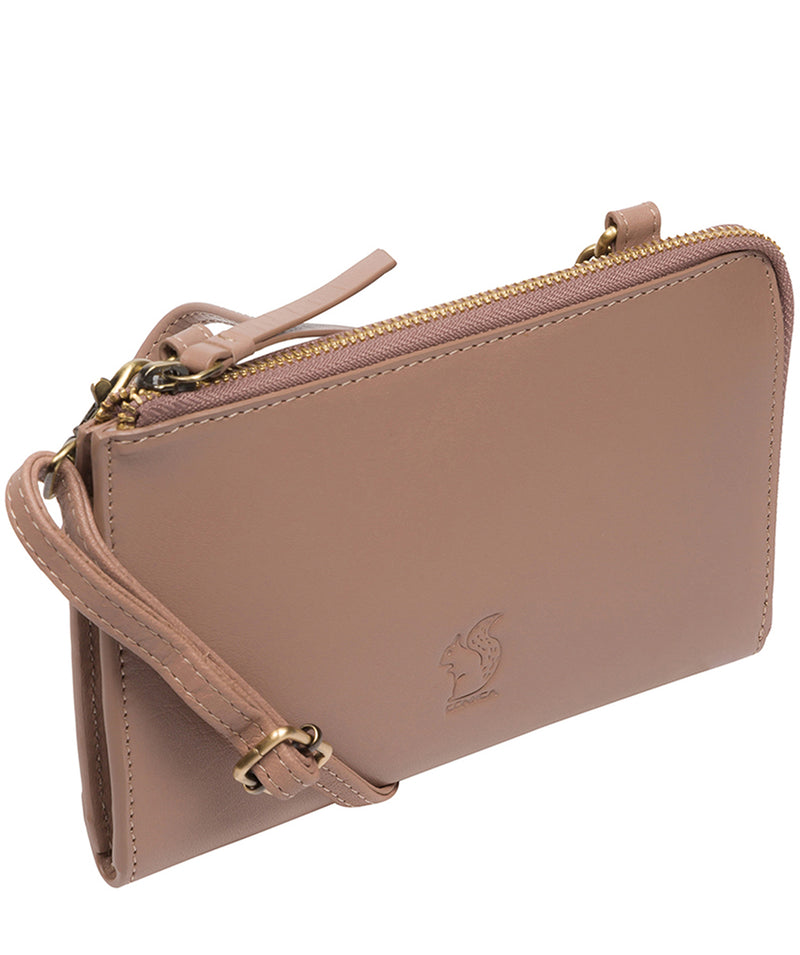 Conkca Signature Collection Bags: 'Winnie' Natural Taupe Leather Cross Body Clutch Bag