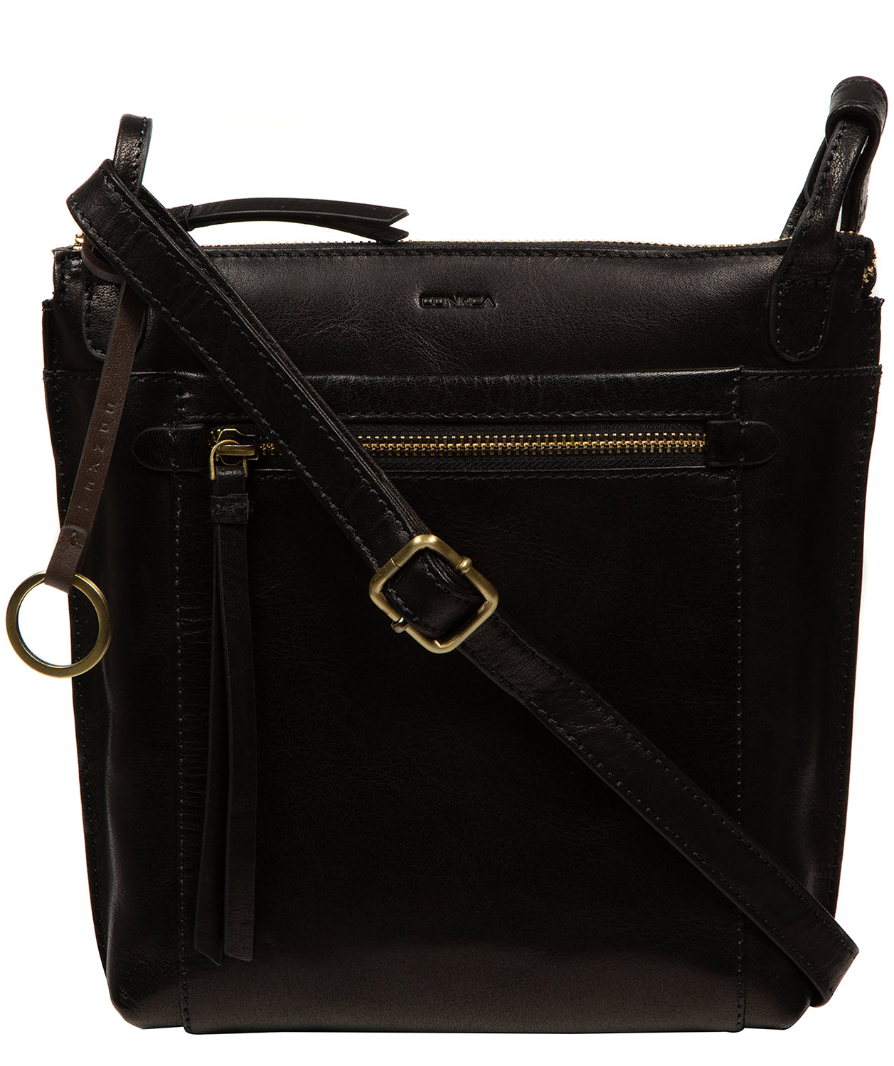 'Zarro' Black Leather Shoulder Bag