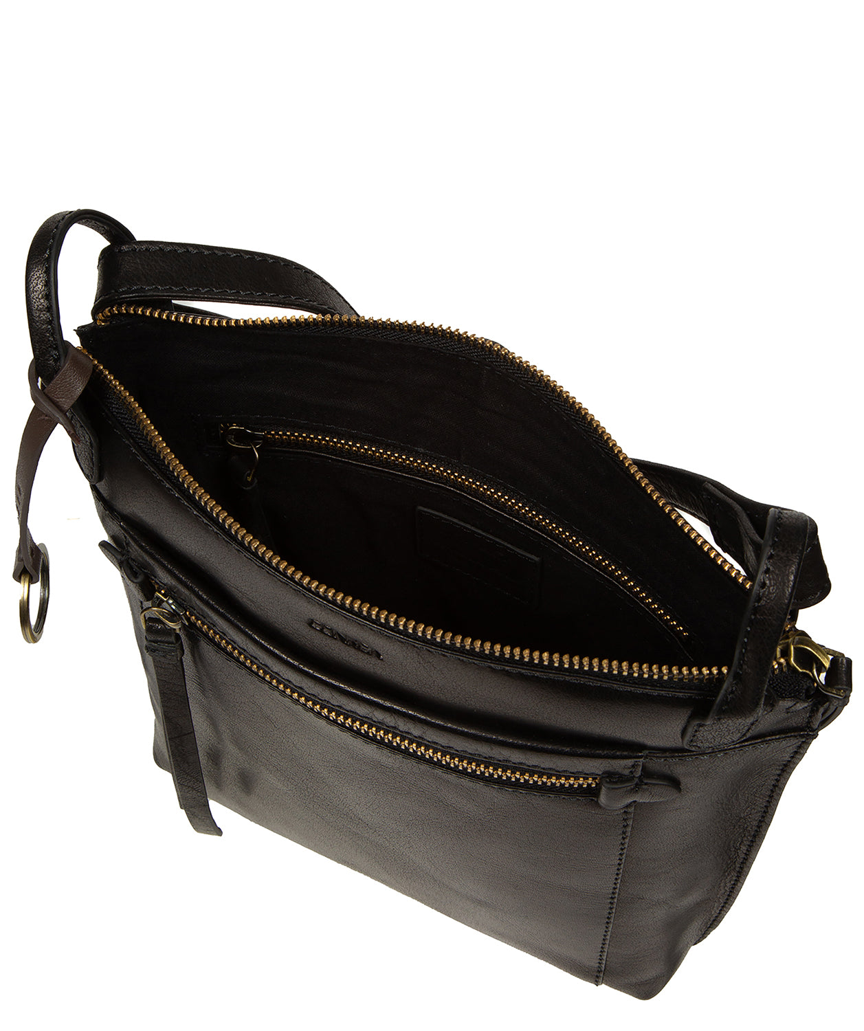 'Zarro' Black Leather Shoulder Bag