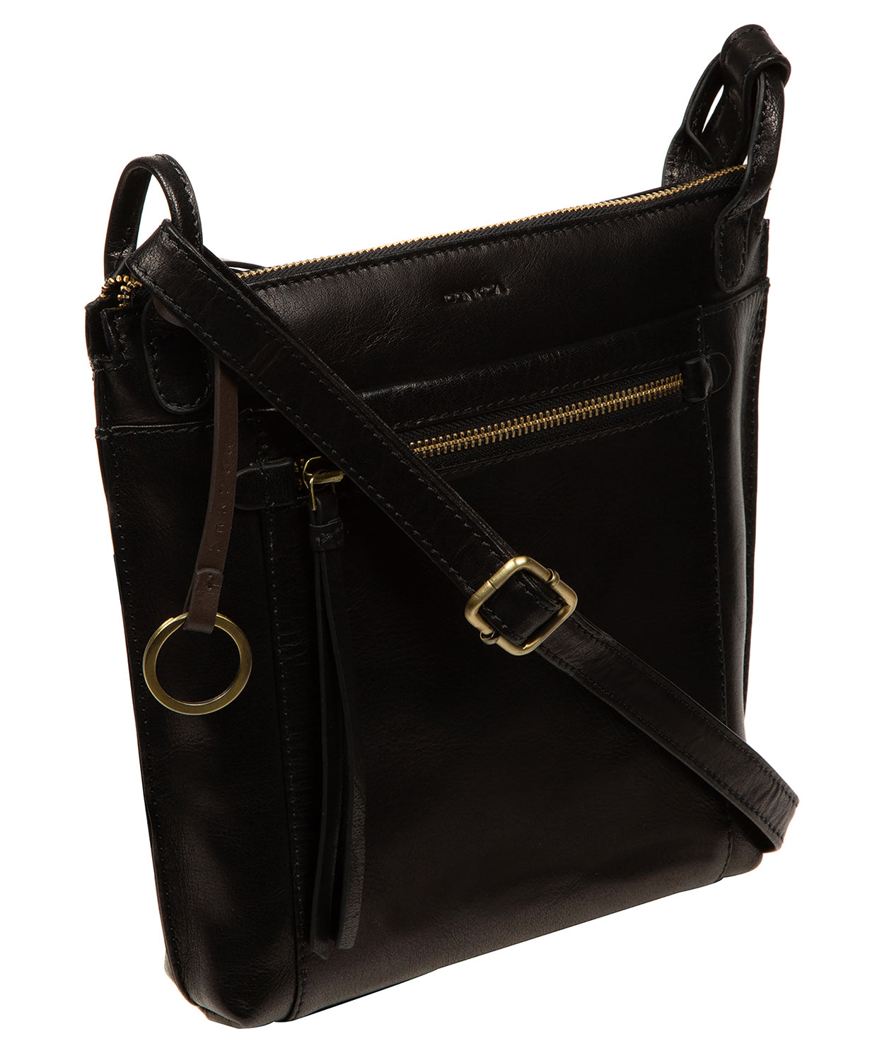 'Zarro' Black Leather Shoulder Bag