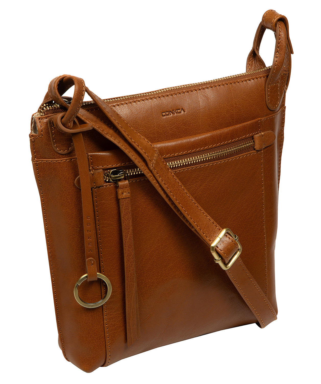 'Zarro' Dark Tan Leather Shoulder Bag