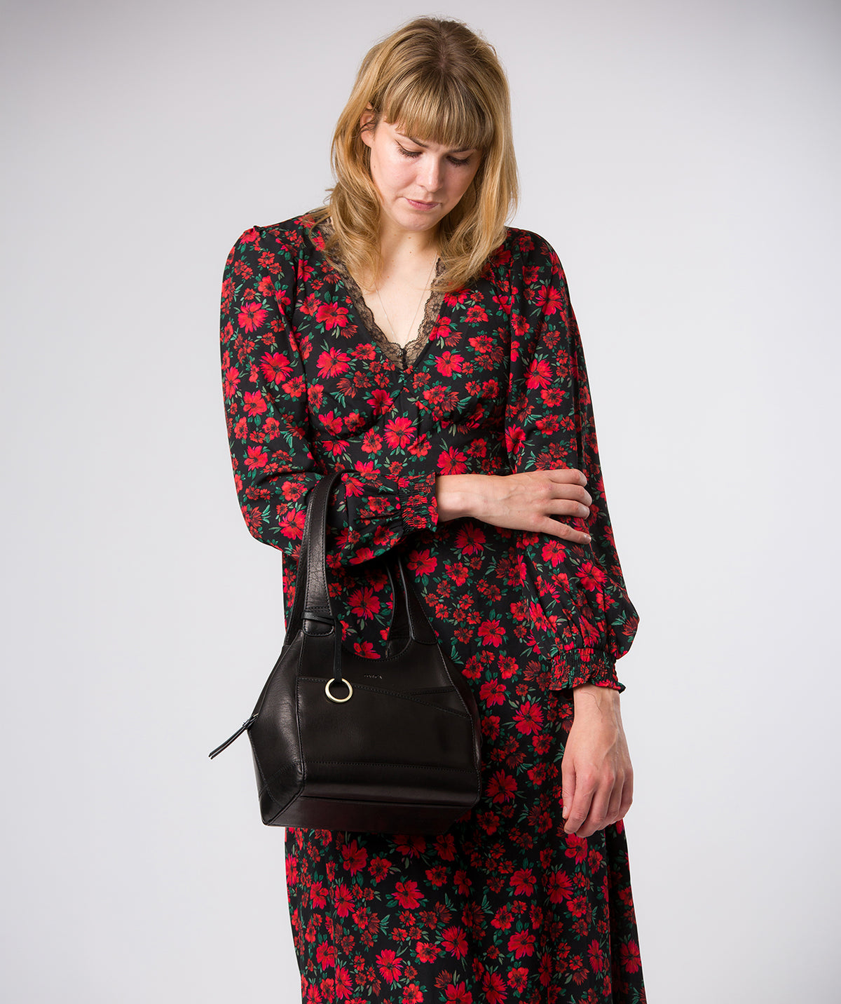 'Vesper' Black Leather Handbag
