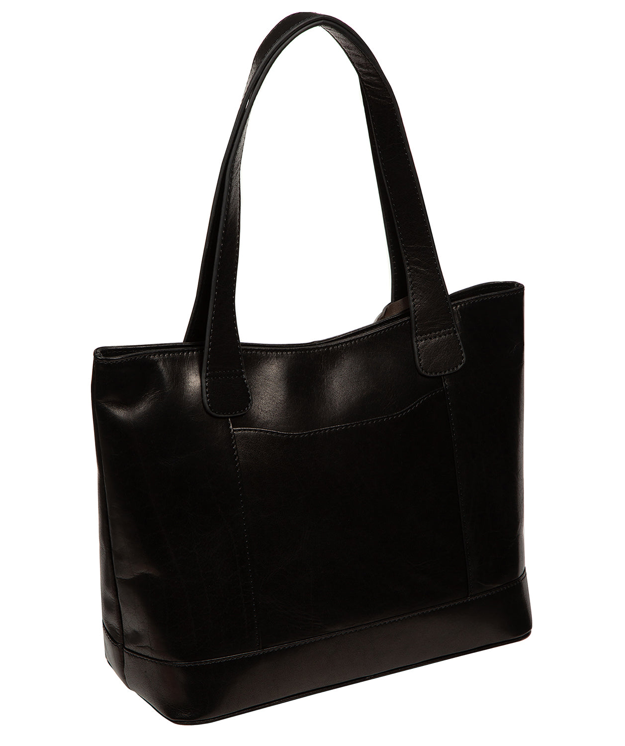 'Minella' Black Leather Tote Bag