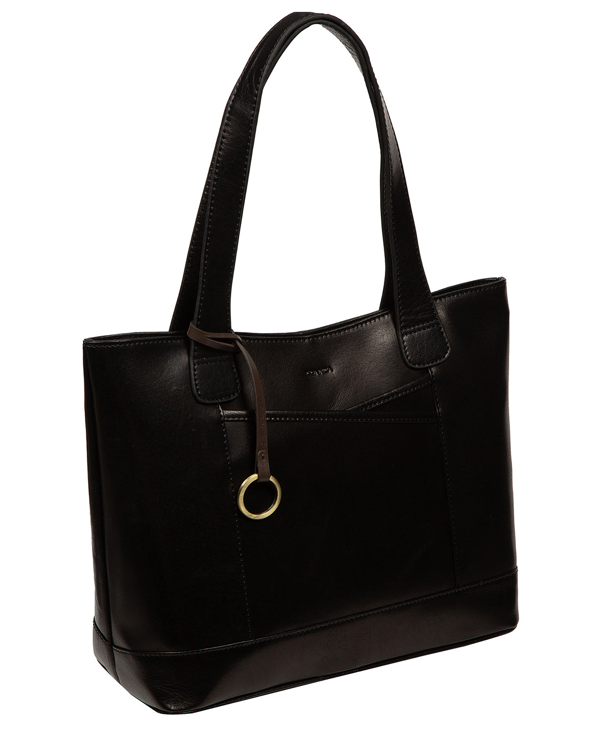 'Minella' Black Leather Tote Bag