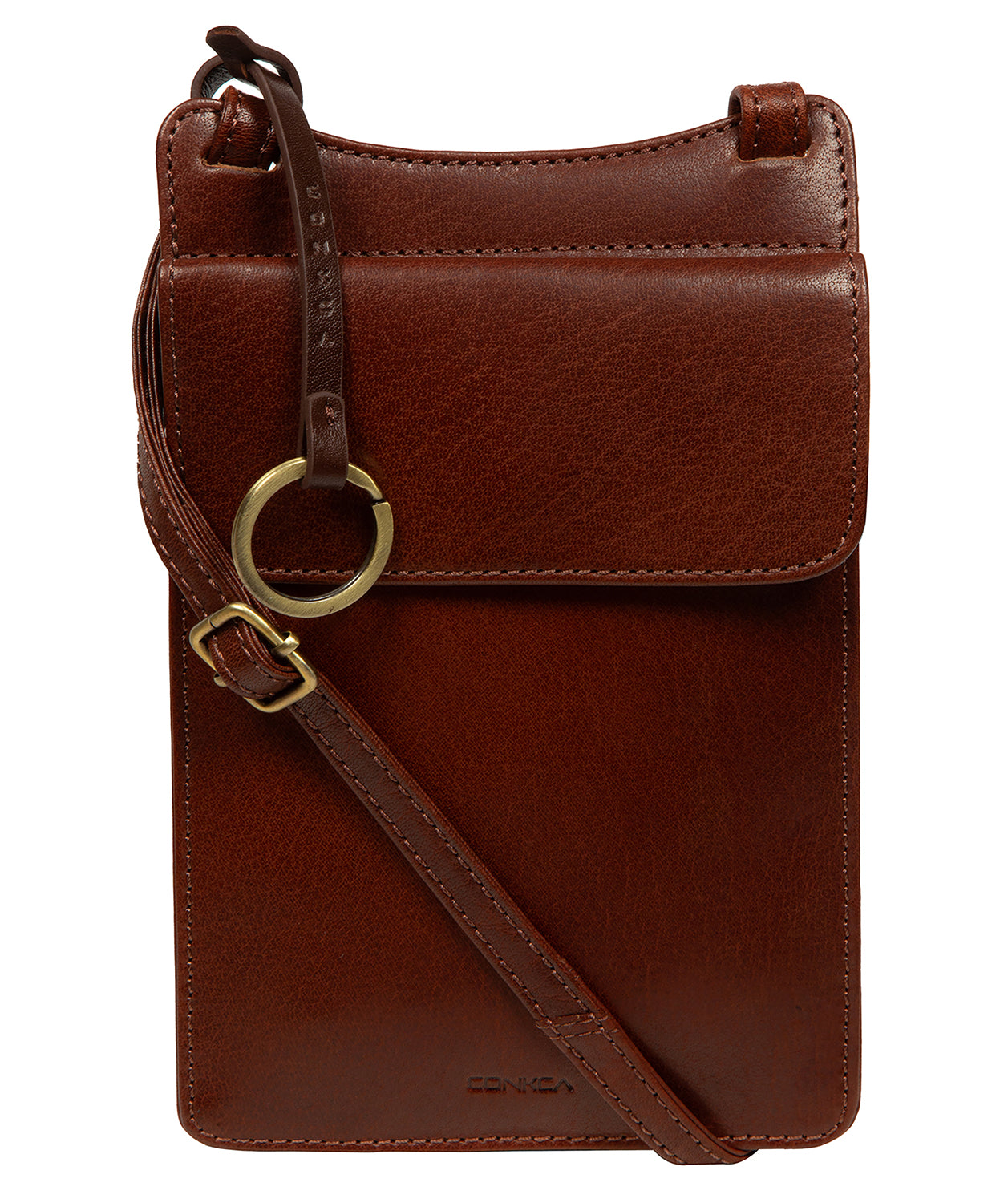 'Seraphina' Conker Brown Leather Cross Body Phone Bag
