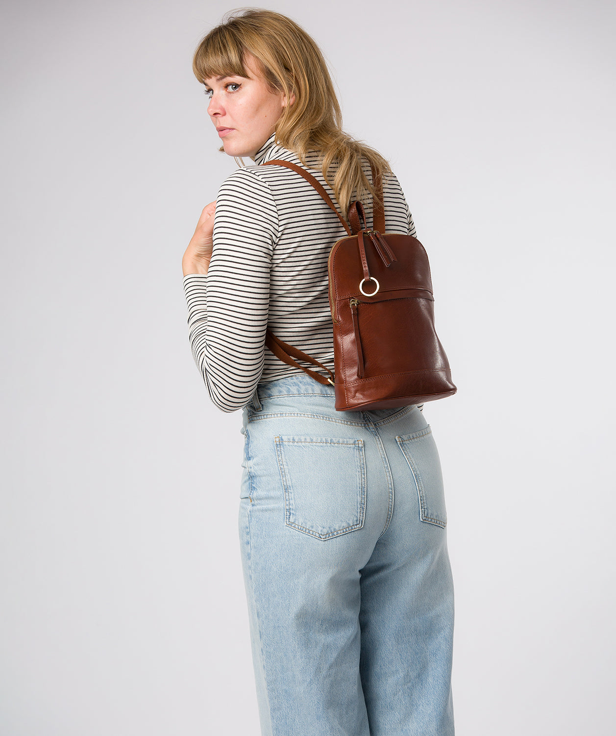 'Violetta' Conker Brown Leather Backpack