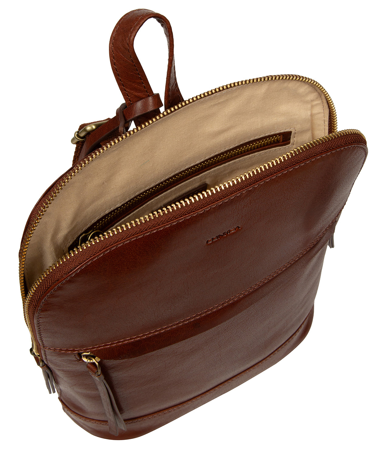 'Violetta' Conker Brown Leather Backpack