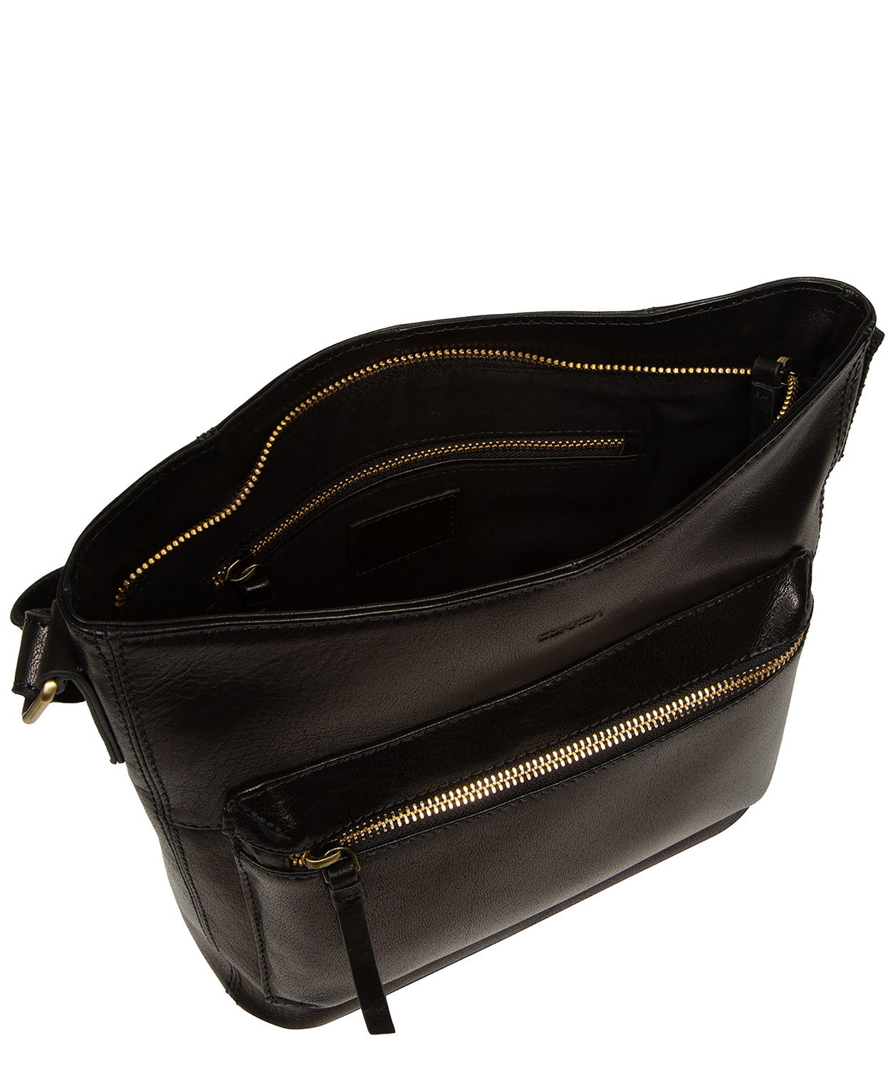 'Zinnia' Black Leather Cross Body Bag