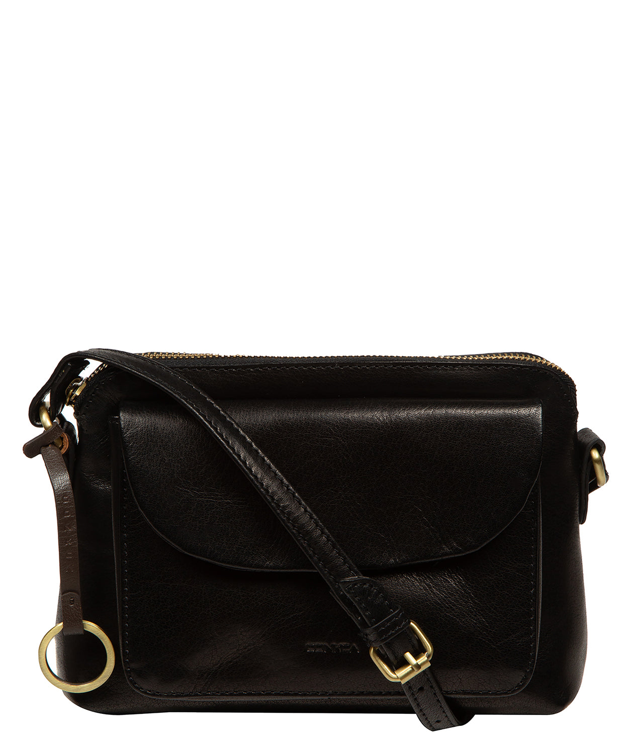 'Odalis' Black Leather Cross Body Bag
