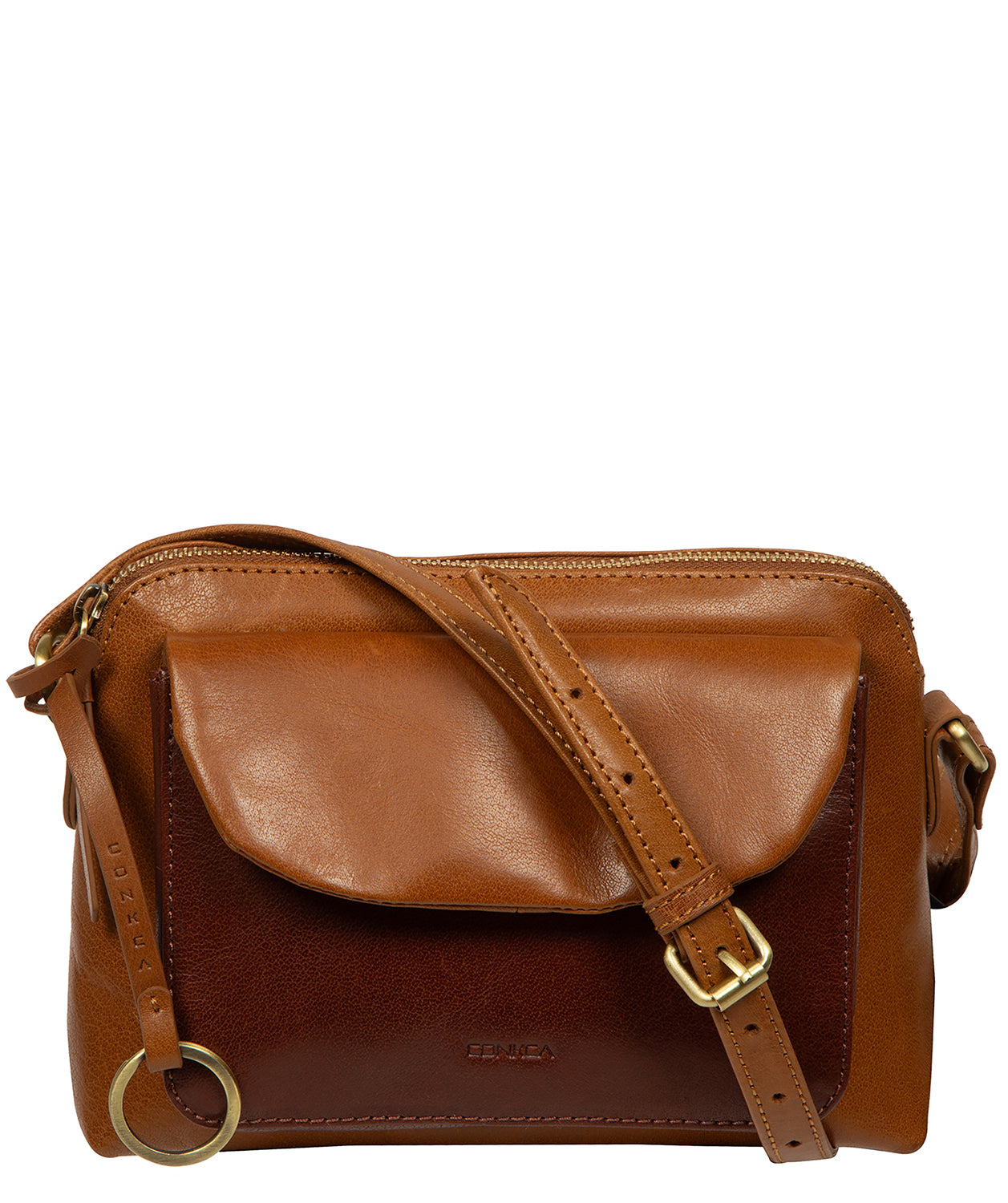 'Odalis' Conker Brown & Dark Tan Leather Cross Body Bag