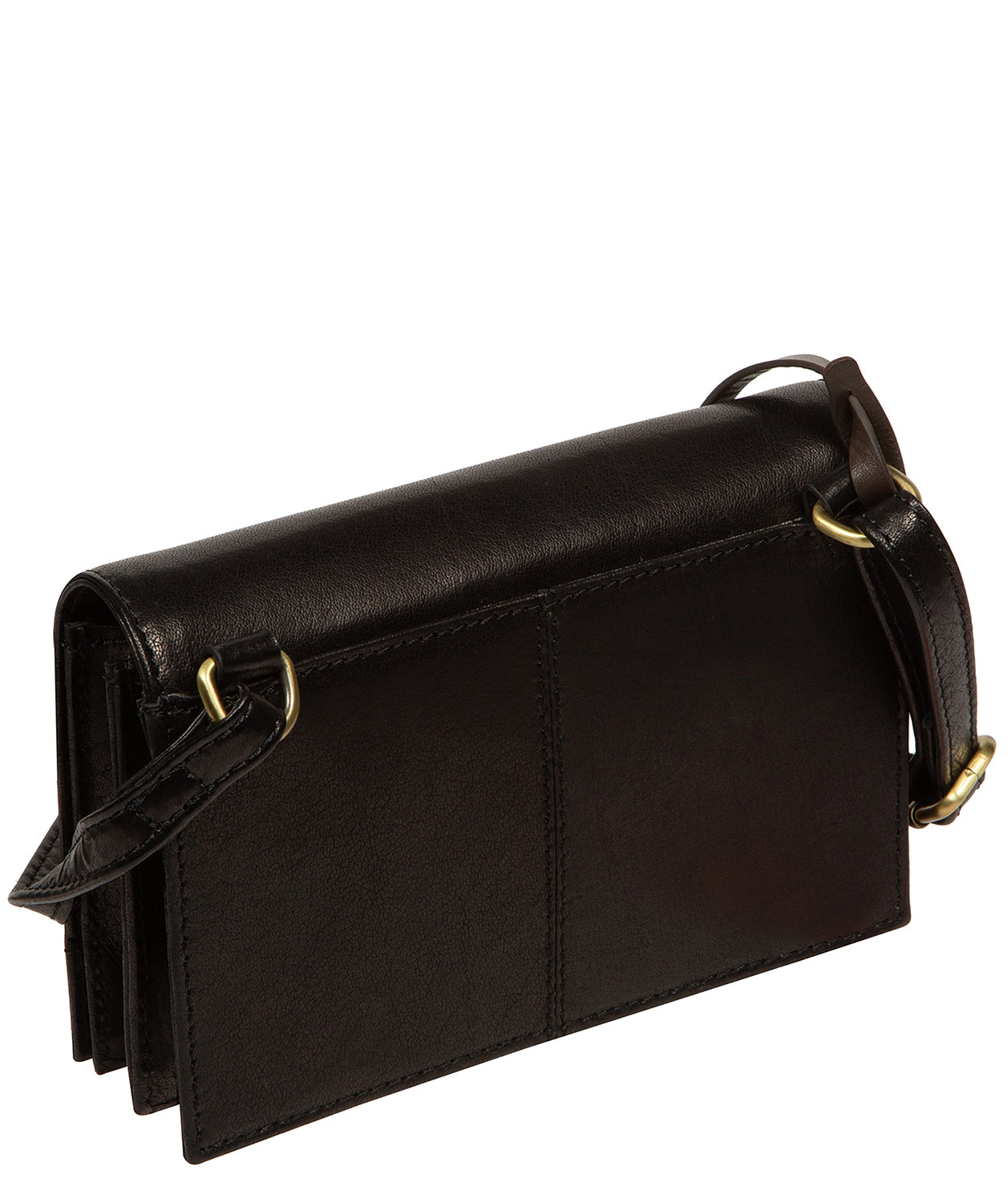 'Fleur' Black Leather Cross Body Bag
