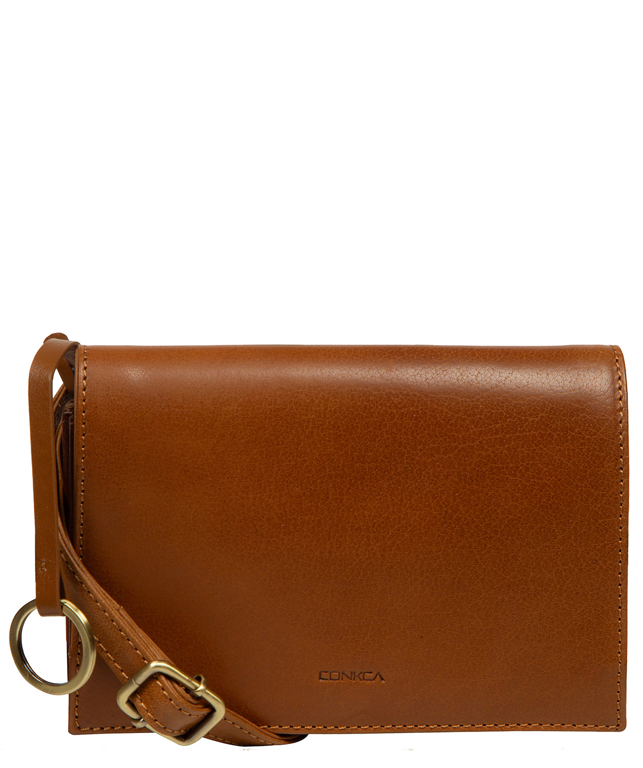 'Fleur' Conker Brown & Dark Tan Leather Cross Body Bag