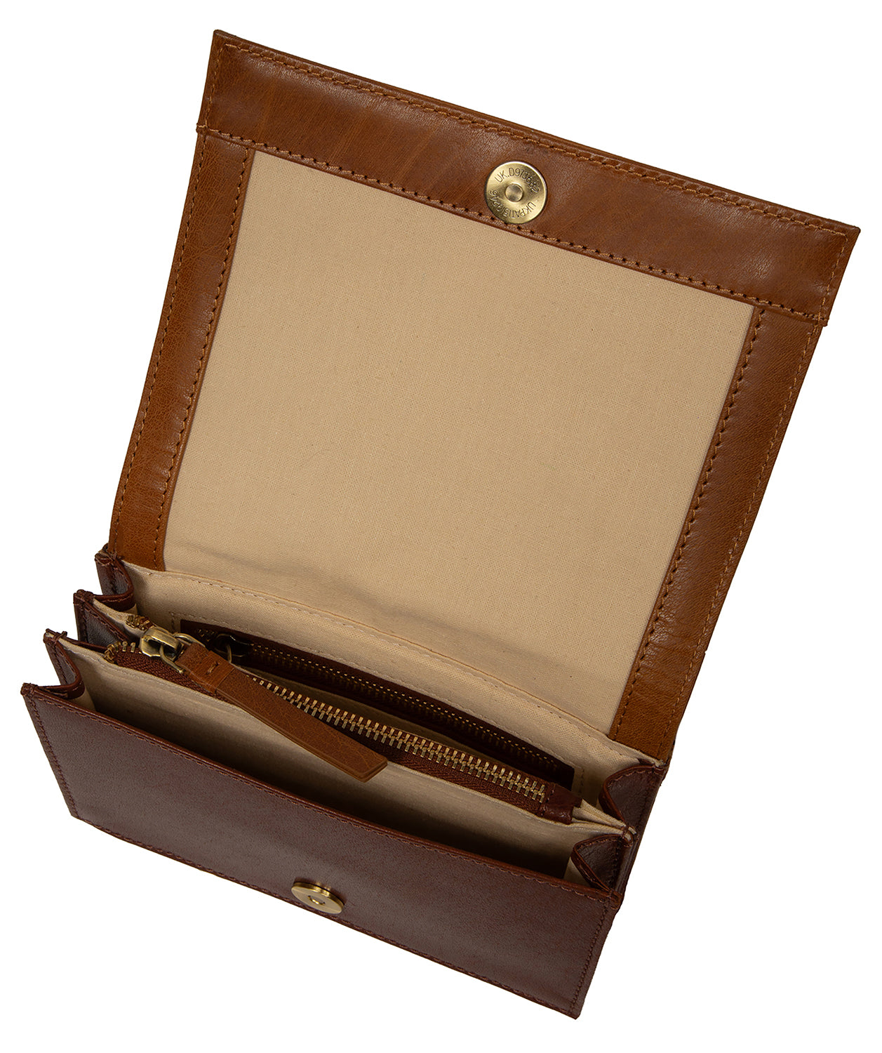 'Fleur' Conker Brown & Dark Tan Leather Cross Body Bag