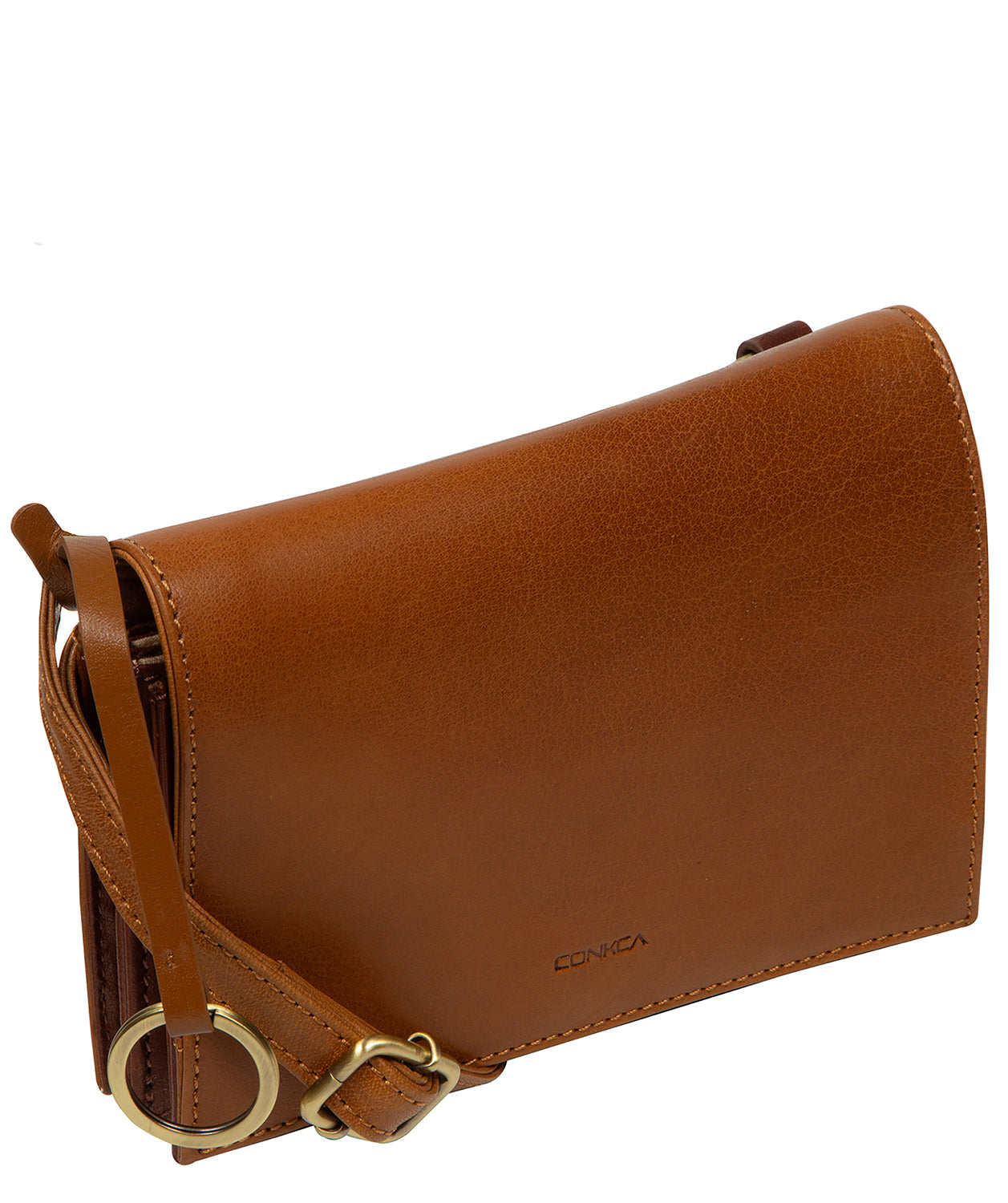 'Fleur' Conker Brown & Dark Tan Leather Cross Body Bag